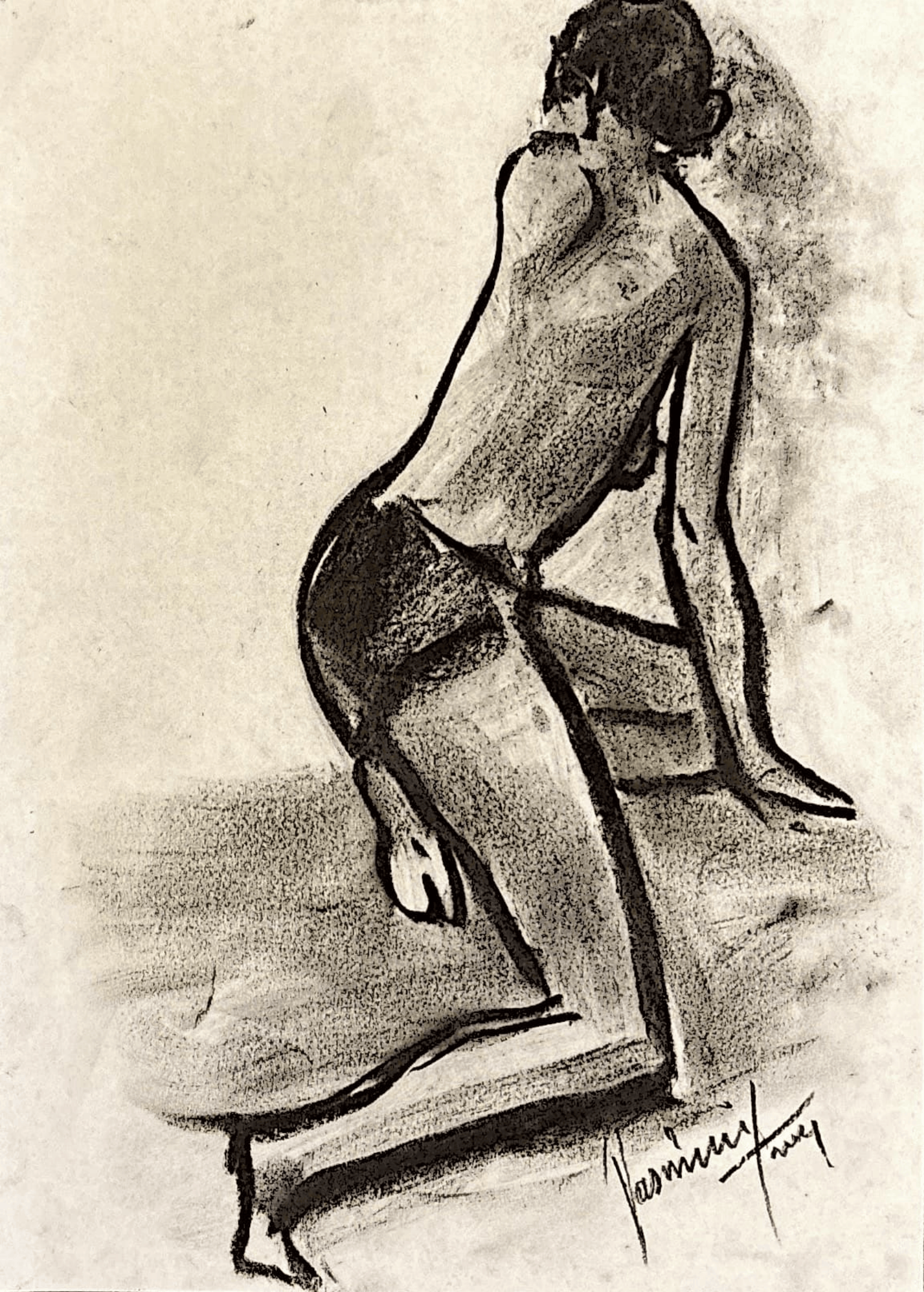 "Technical Warm-ups", charcoal on paper, 9 × 11.75 in., 2024