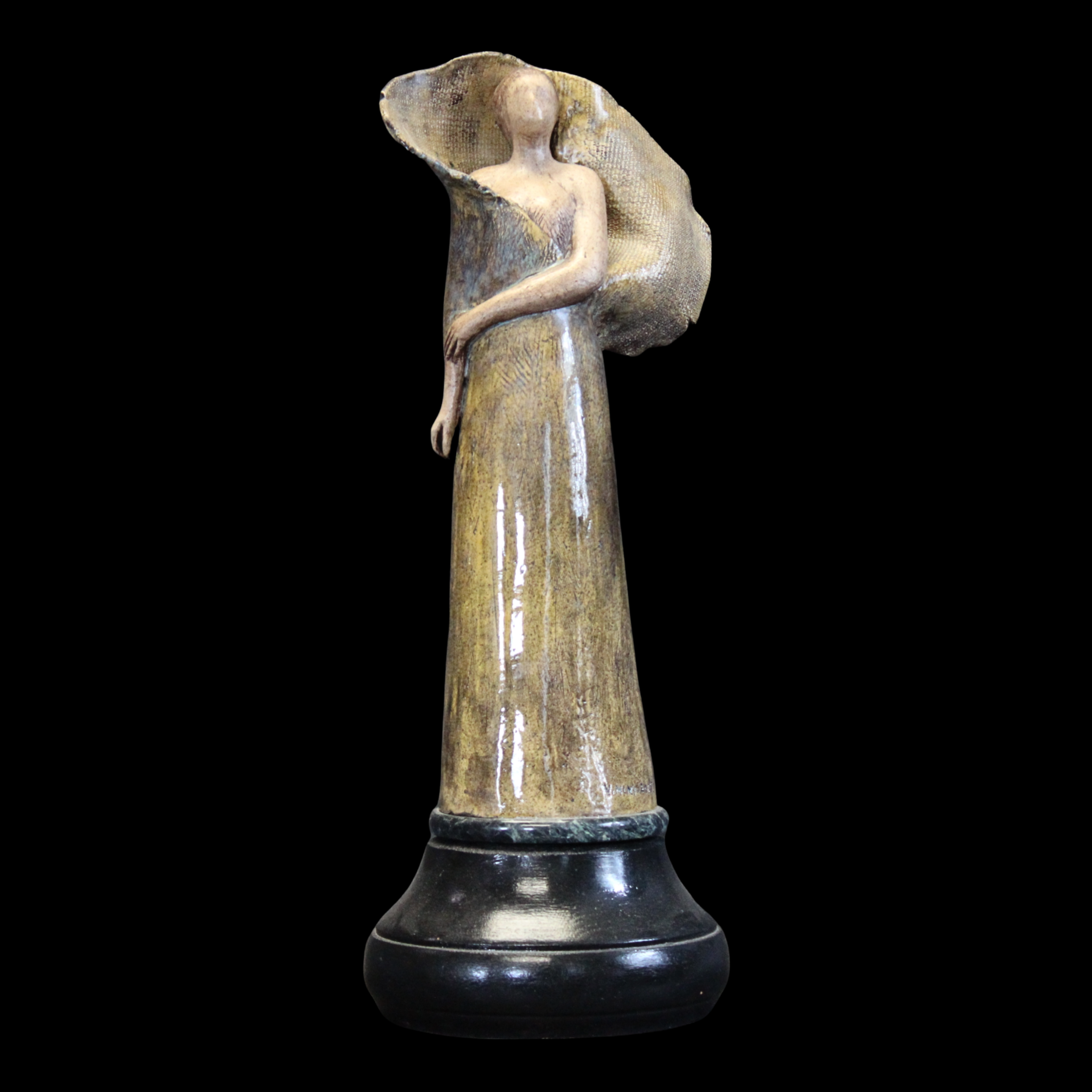 "Serafina", ceramic on wood base, 16 × 7 × 4 in., 2015