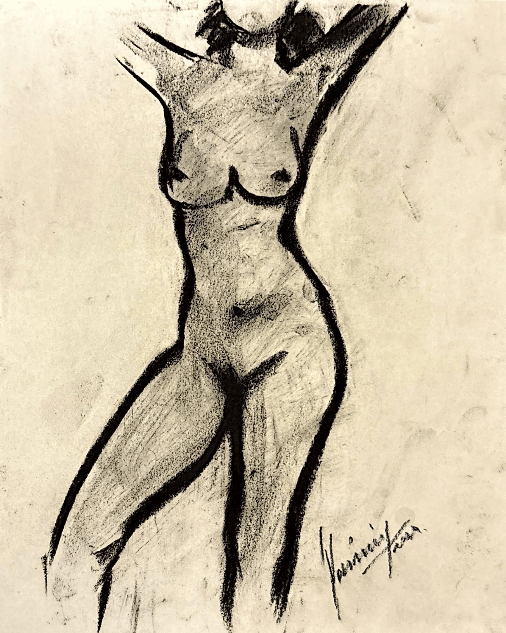 "Technical Warm-ups", charcoal on paper, 9 × 11.75 in., 2024