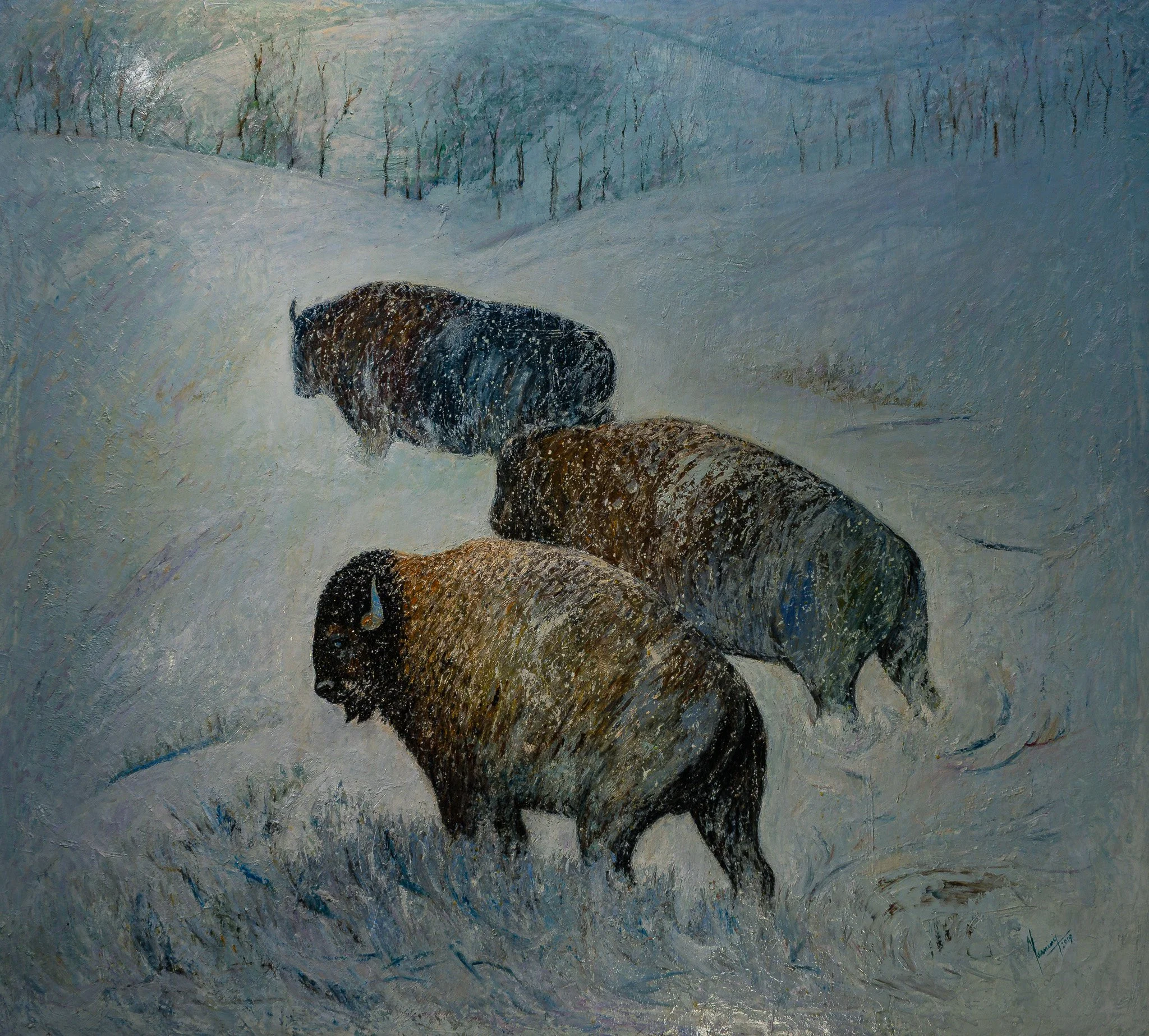 "Winter Crossing", oil on canvas, 47.5 × 53 in., 2019