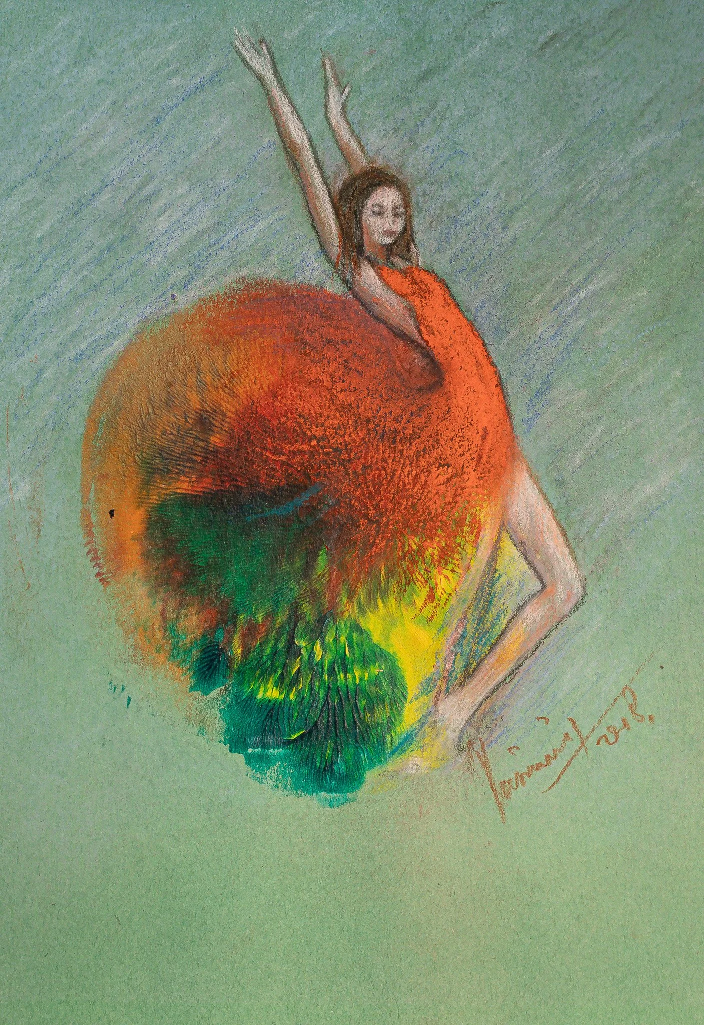 "Prismatic Muse Series", mixed media on paper, 9 × 12 in., 2018