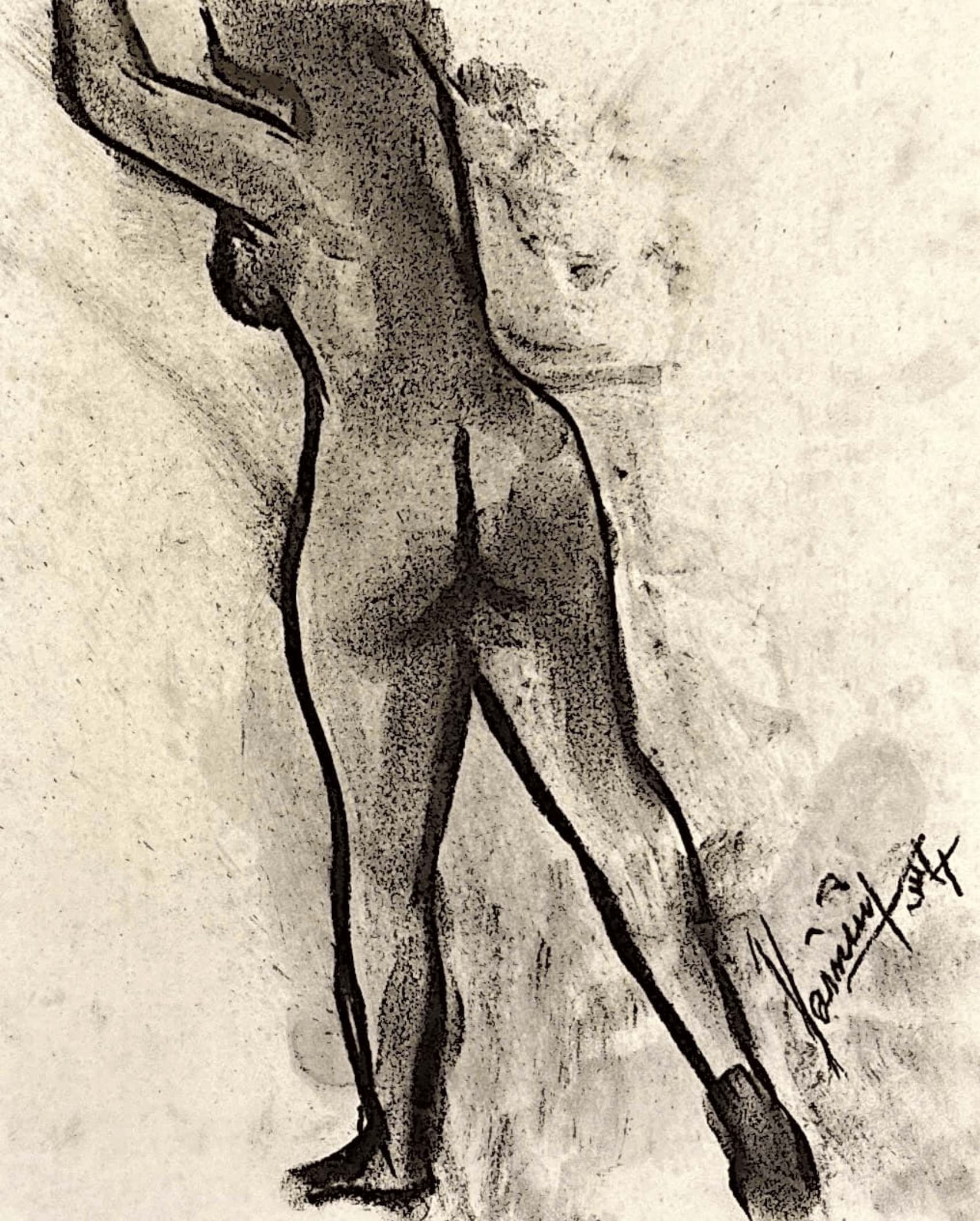 "Technical Warm-ups", charcoal on paper, 9 × 11.75 in., 2024