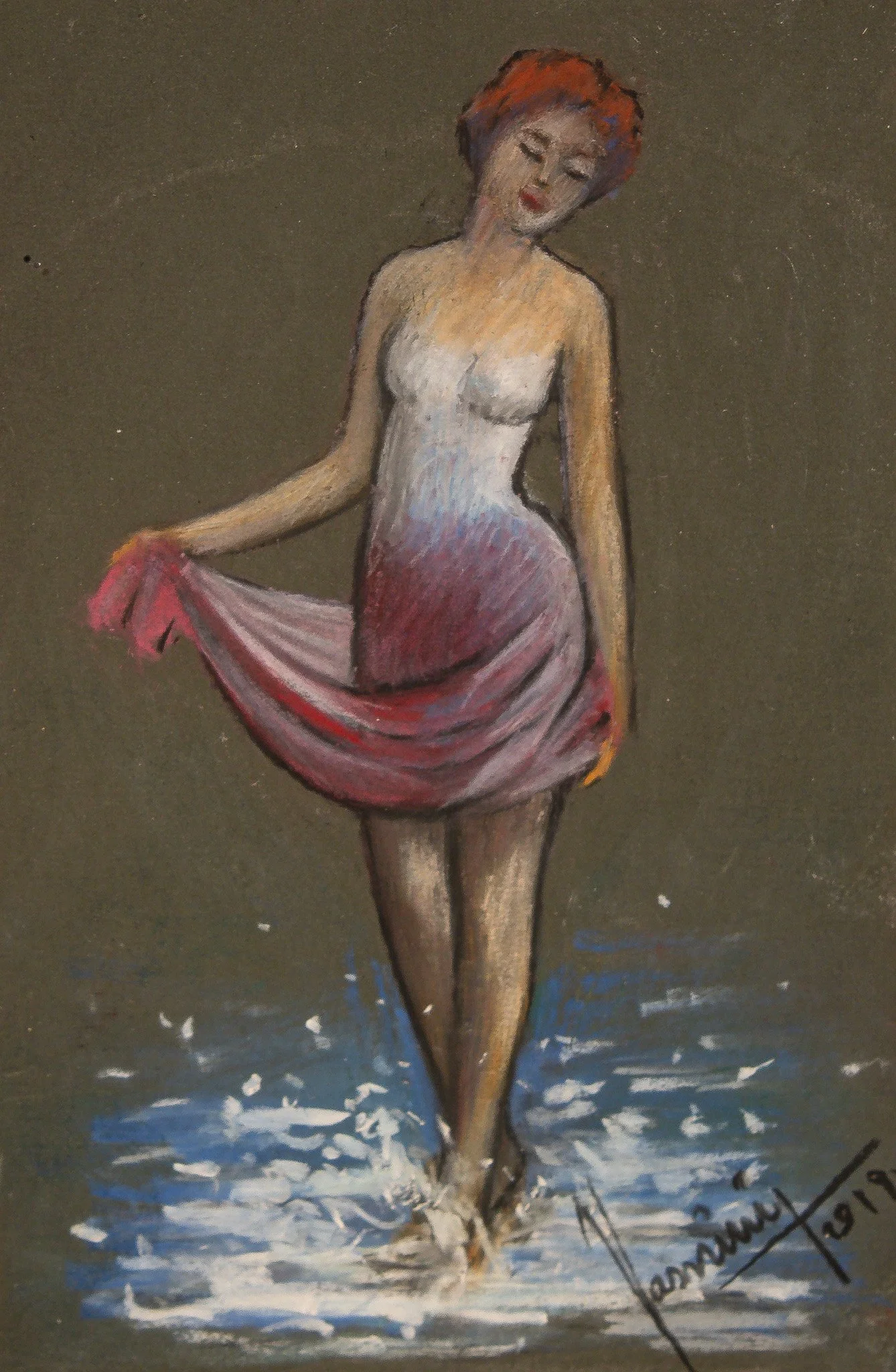 "Gradient Gown", pastel on paper, 4 × 6.5 in., 2019
