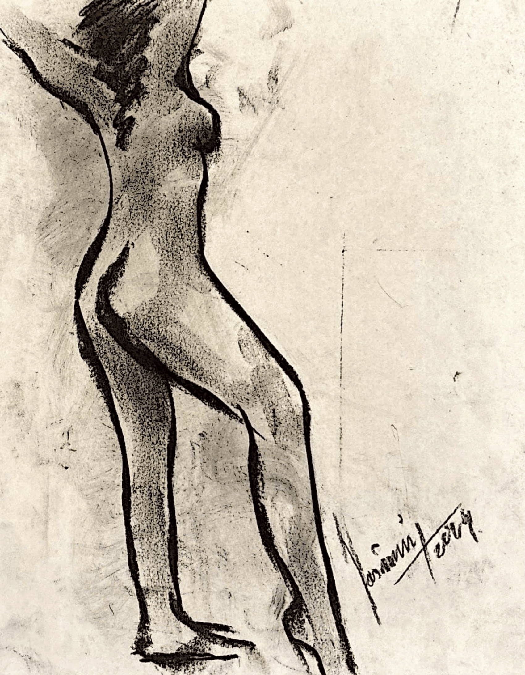 "Technical Warm-ups", charcoal on paper, 9 × 11.75 in., 2024