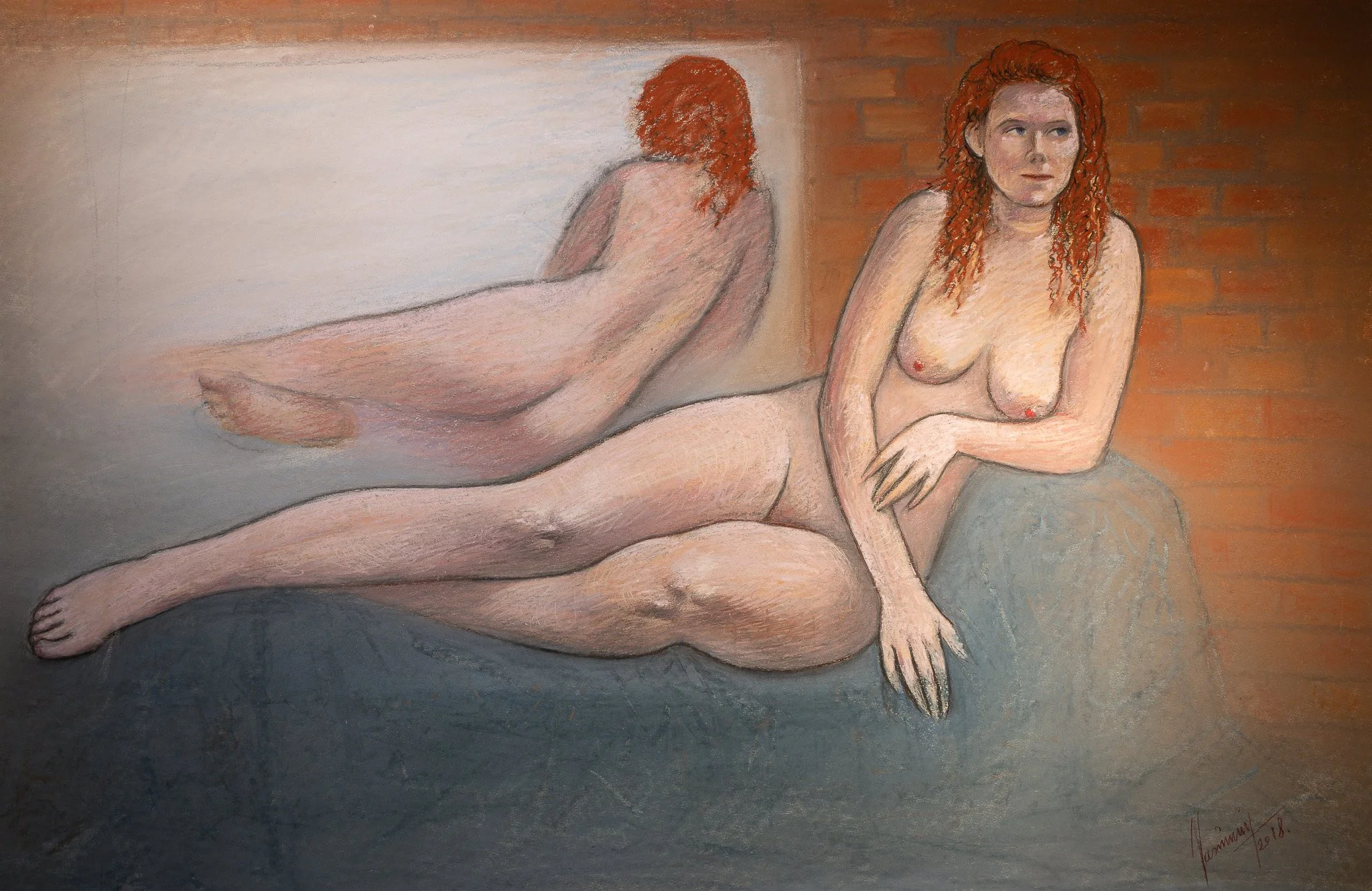 "Live Figure Studies", pastel on paper, 23 × 35 in., 2018