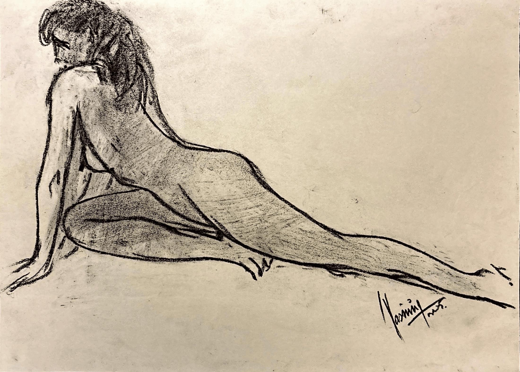 "Technical Warm-ups", charcoal on paper, 9 × 11.75 in., 2025