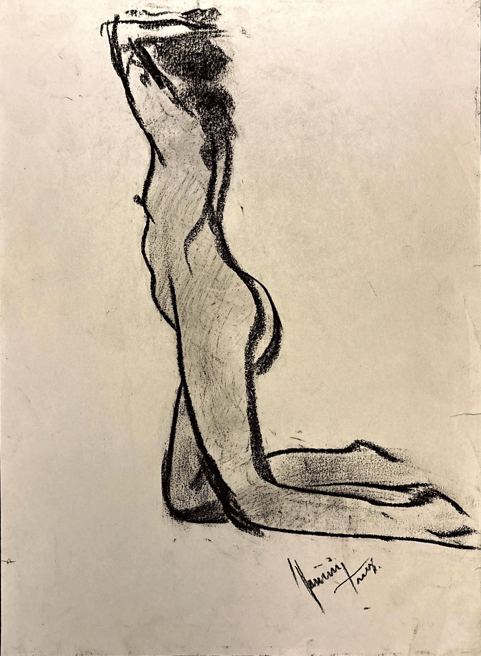 "Technical Warm-ups", charcoal on paper, 9 × 11.75 in., 2025