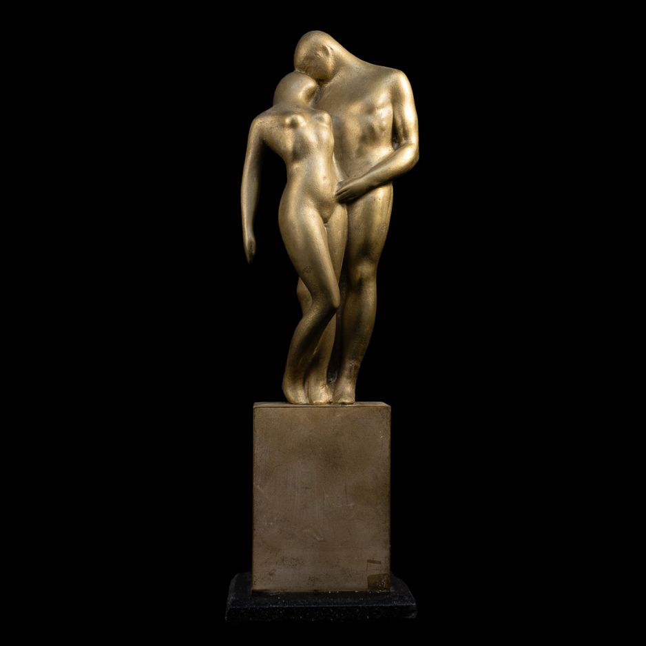"Convergence", bronze on bronze base, 20 × 7 × 5 in., 1998
