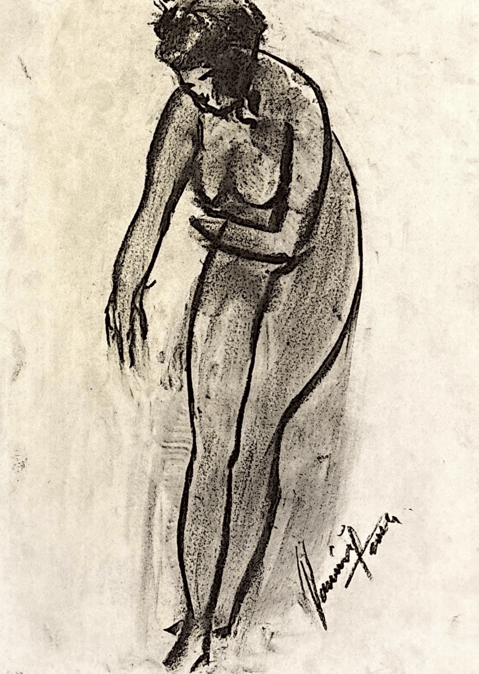 "Technical Warm-ups", charcoal on paper, 9 × 11.75 in., 2024