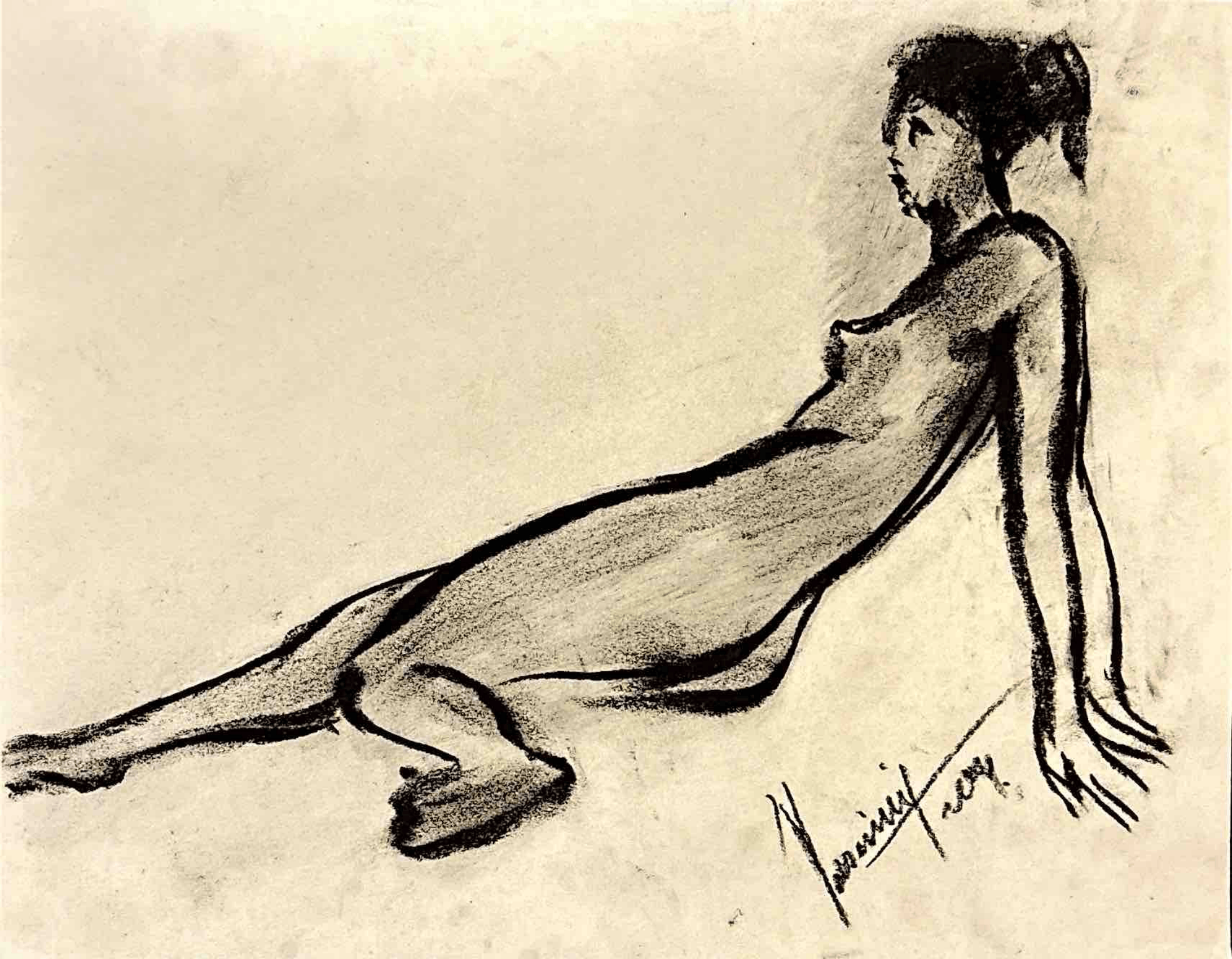 "Technical Warm-ups", charcoal on paper, 9 × 11.75 in., 2024