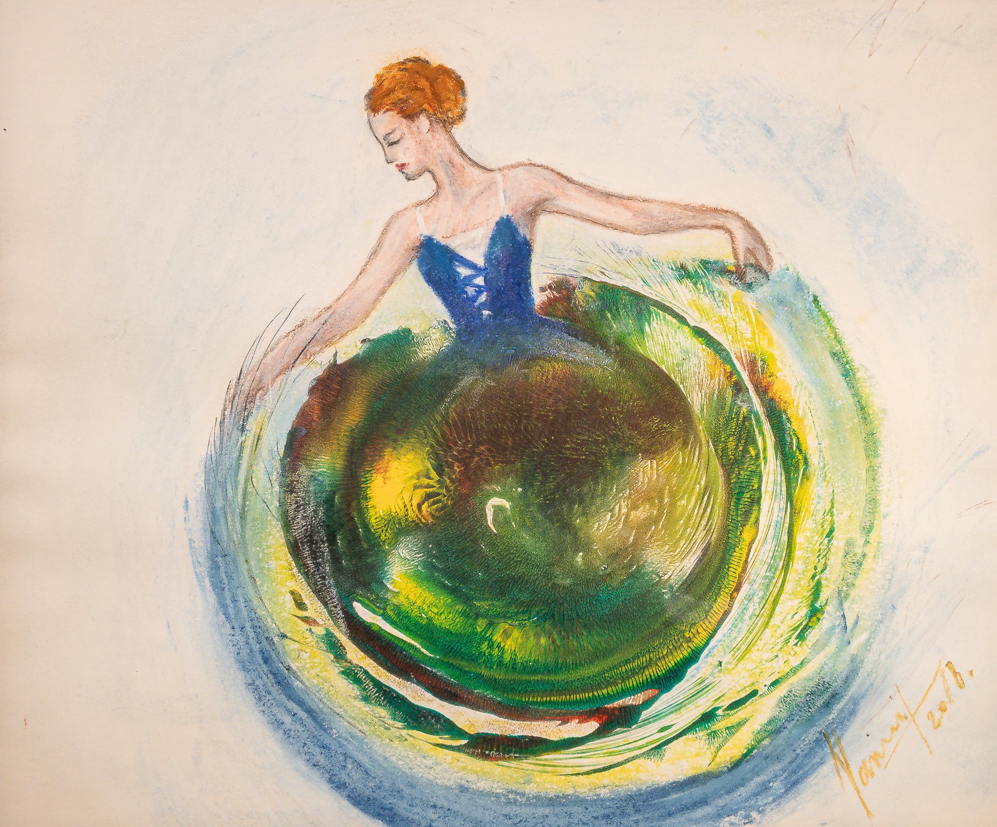 "Prismatic Muse Series", mixed media on paper, 9 × 12 in., 2018