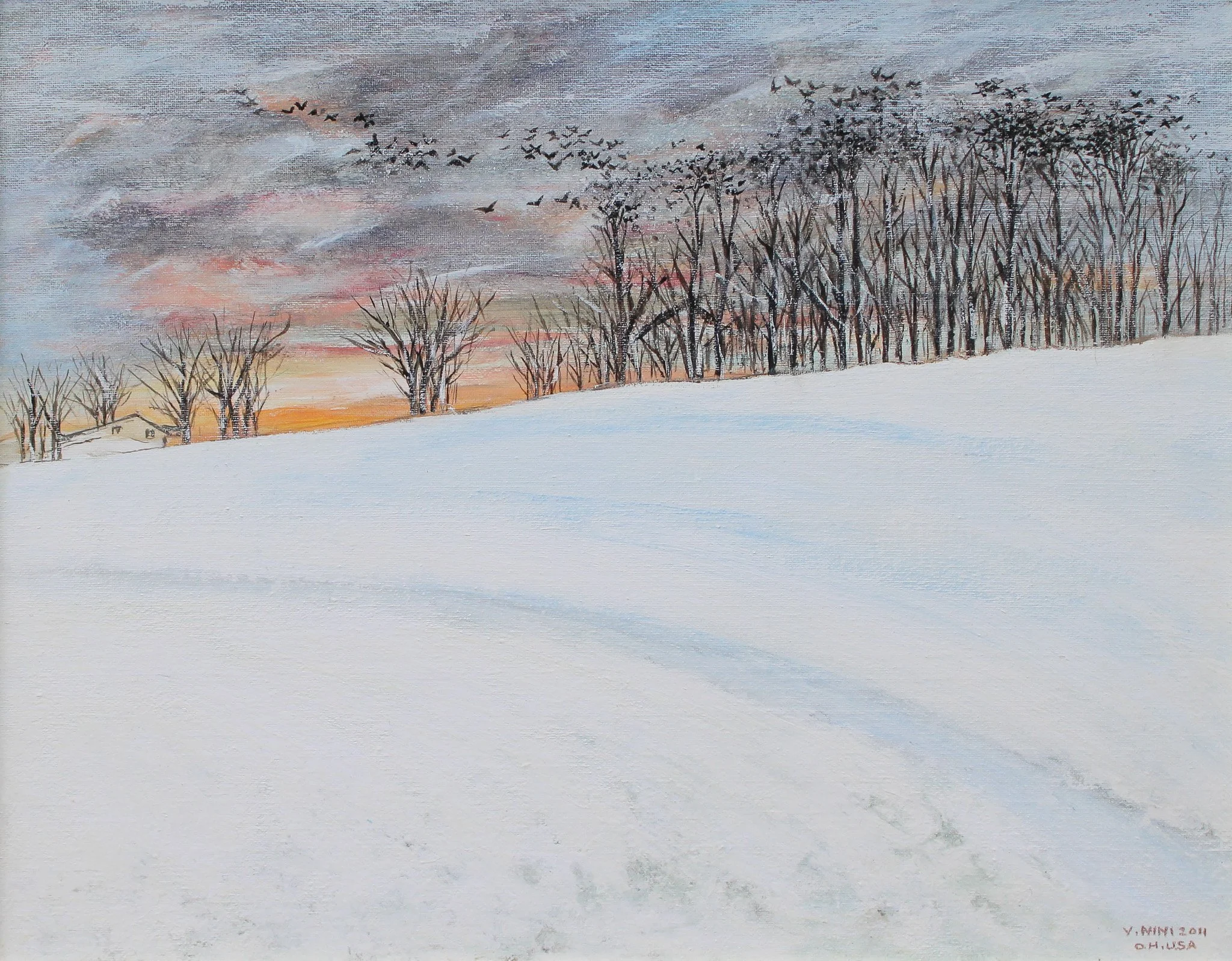 "Winter's Glow", acrylic on canvas, 16 × 20 in., 2011