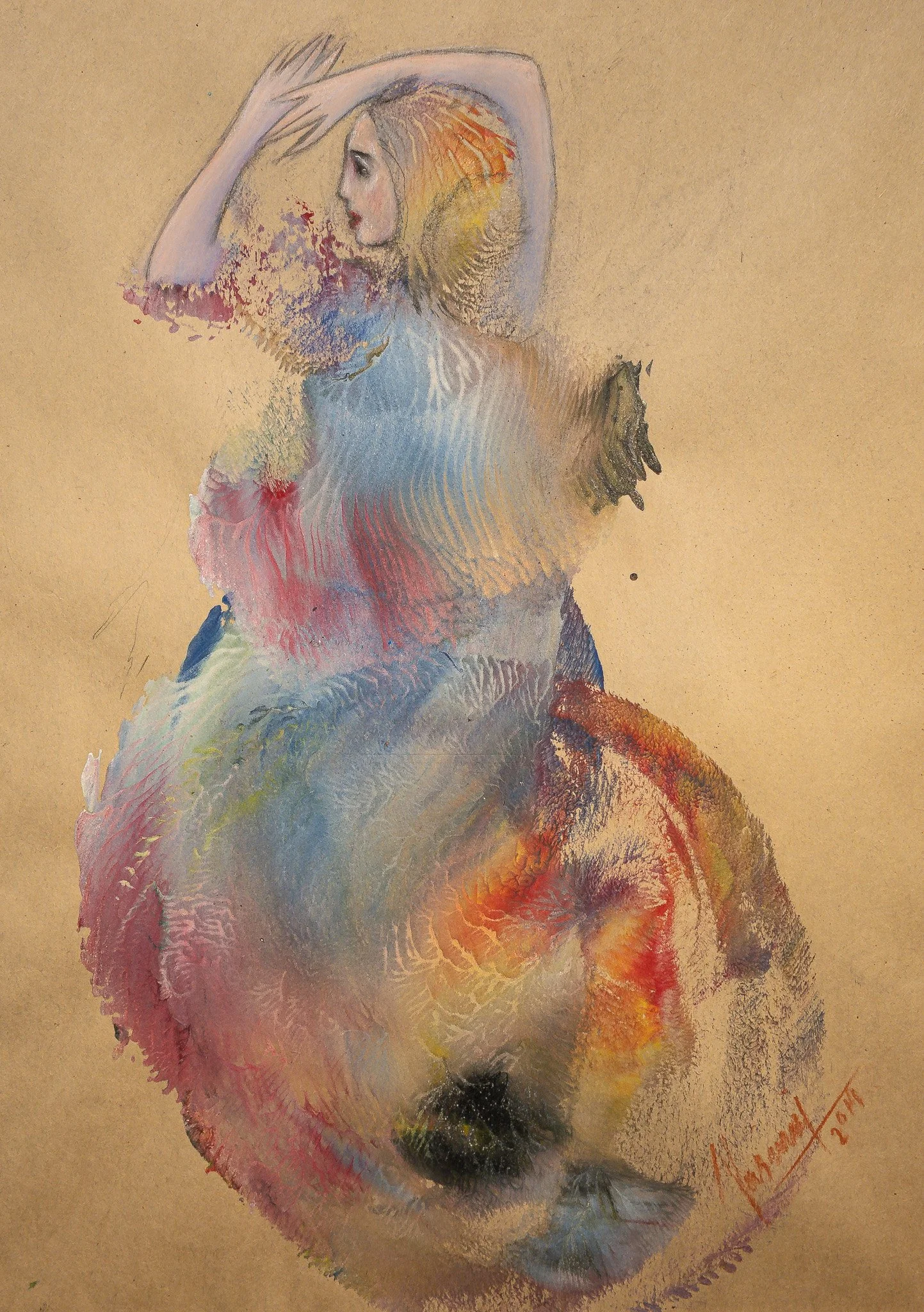 "Prismatic Muse Series", mixed media on paper, 9 × 12 in., 2018