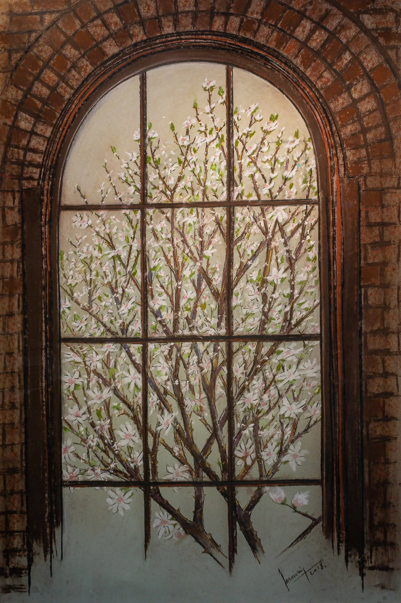 "Stone and Petal", pastel on paper, 23 × 36 in., 2018