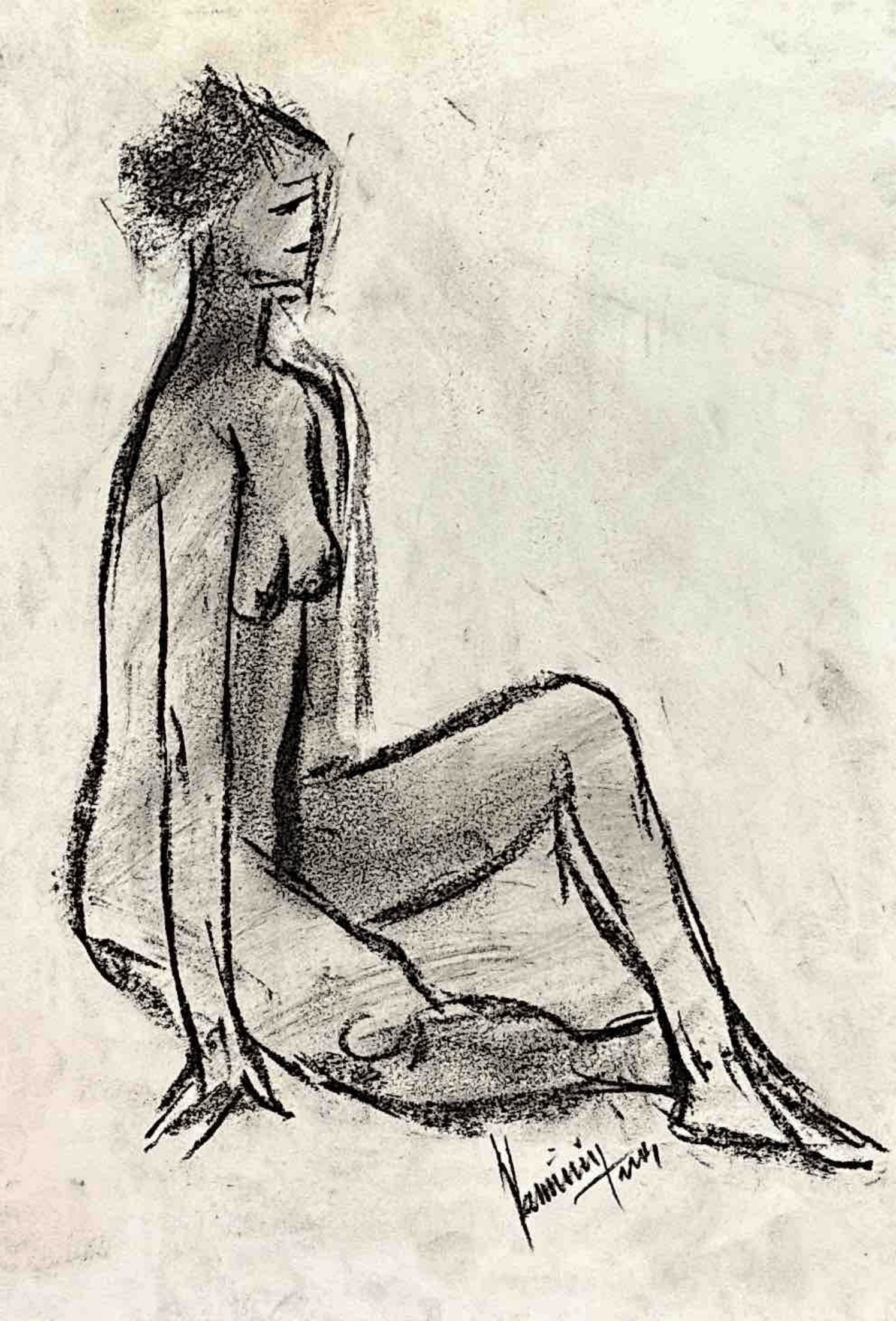 "Technical Warm-ups", charcoal on paper, 9 × 11.75 in., 2023