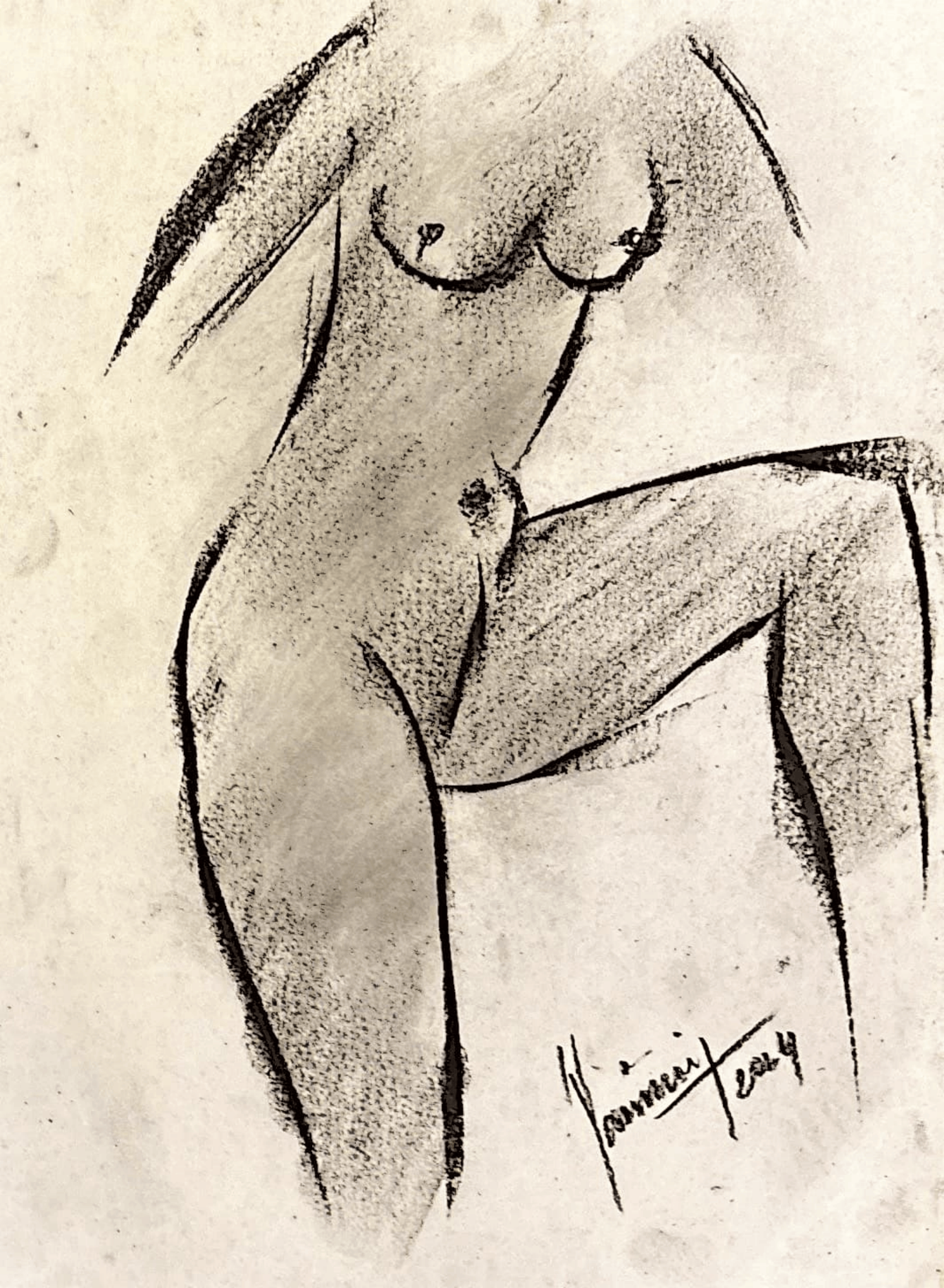 "Technical Warm-ups", charcoal on paper, 9 × 11.75 in., 2024