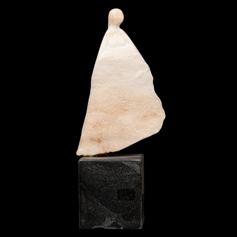 "Presence", marble on granite base, 9 × 4 × 2.5 in., 2024