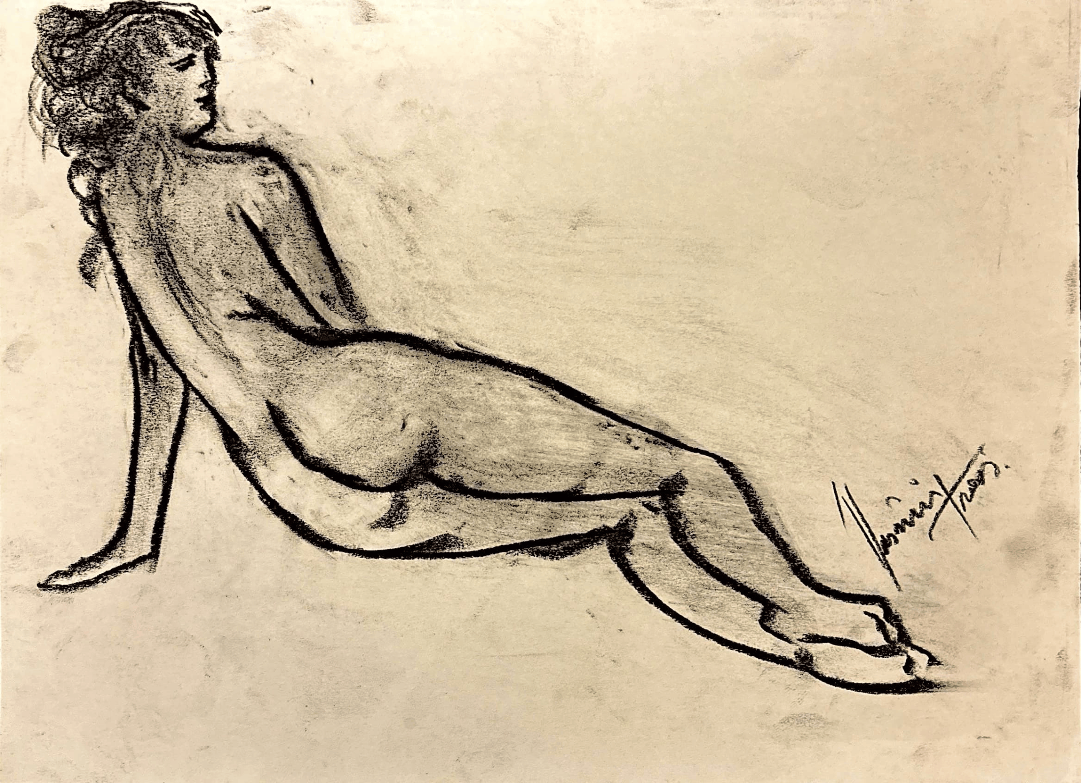 "Technical Warm-ups", charcoal on paper, 9 × 11.75 in., 2025