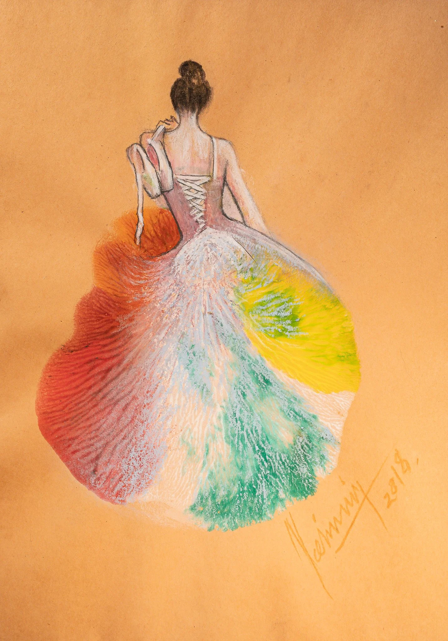 "Prismatic Muse Series", mixed media on paper, 9 × 12 in., 2018