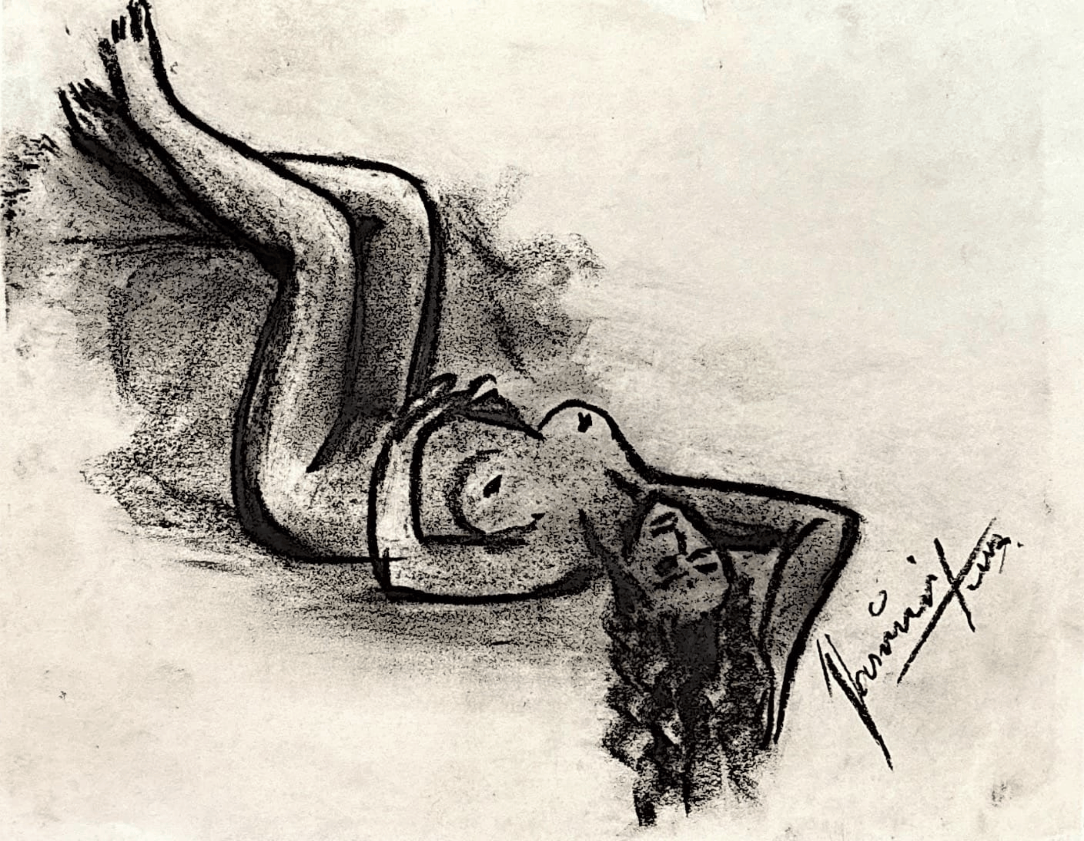 "Technical Warm-ups", charcoal on paper, 9 × 11.75 in., 2022