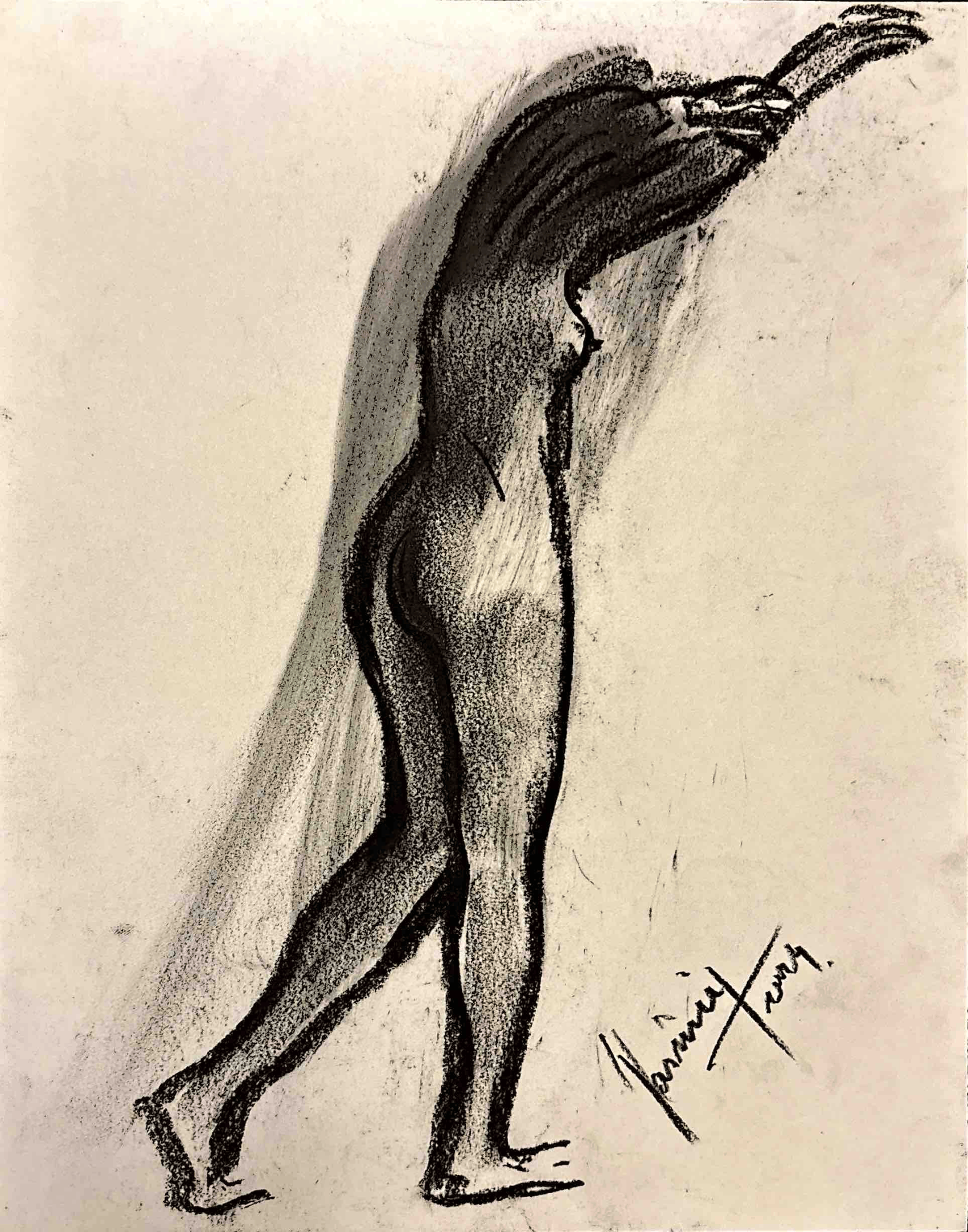 "Technical Warm-ups", charcoal on paper, 9 × 11.75 in., 2024