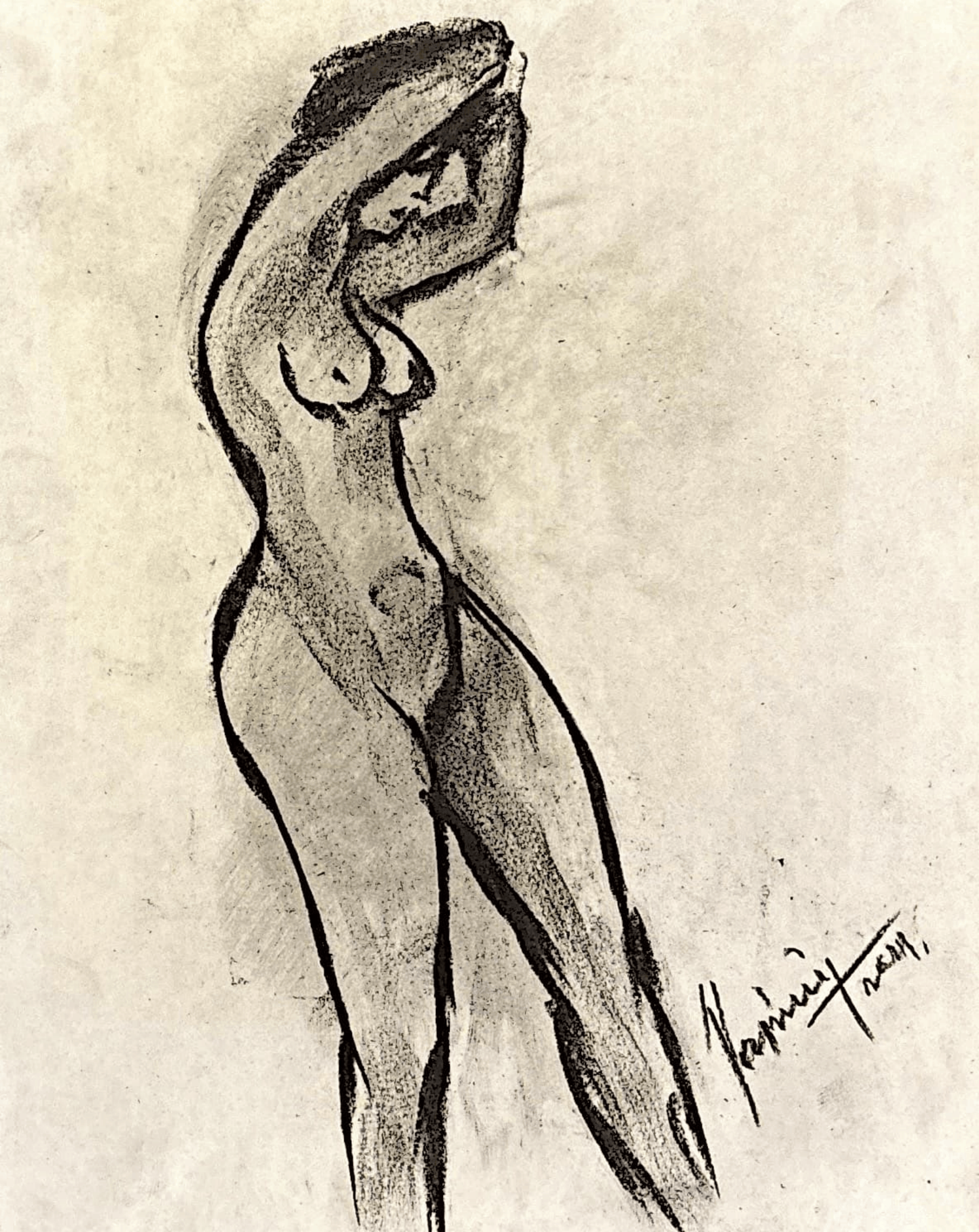 "Technical Warm-ups", charcoal on paper, 9 × 11.75 in., 2024