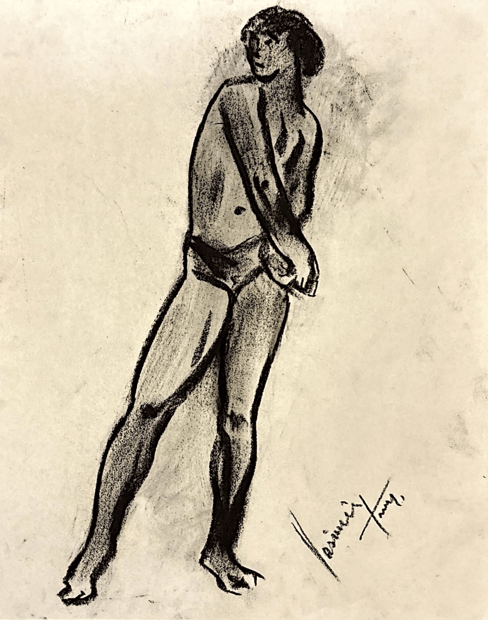 "Technical Warm-ups", charcoal on paper, 9 × 11.75 in., 2024