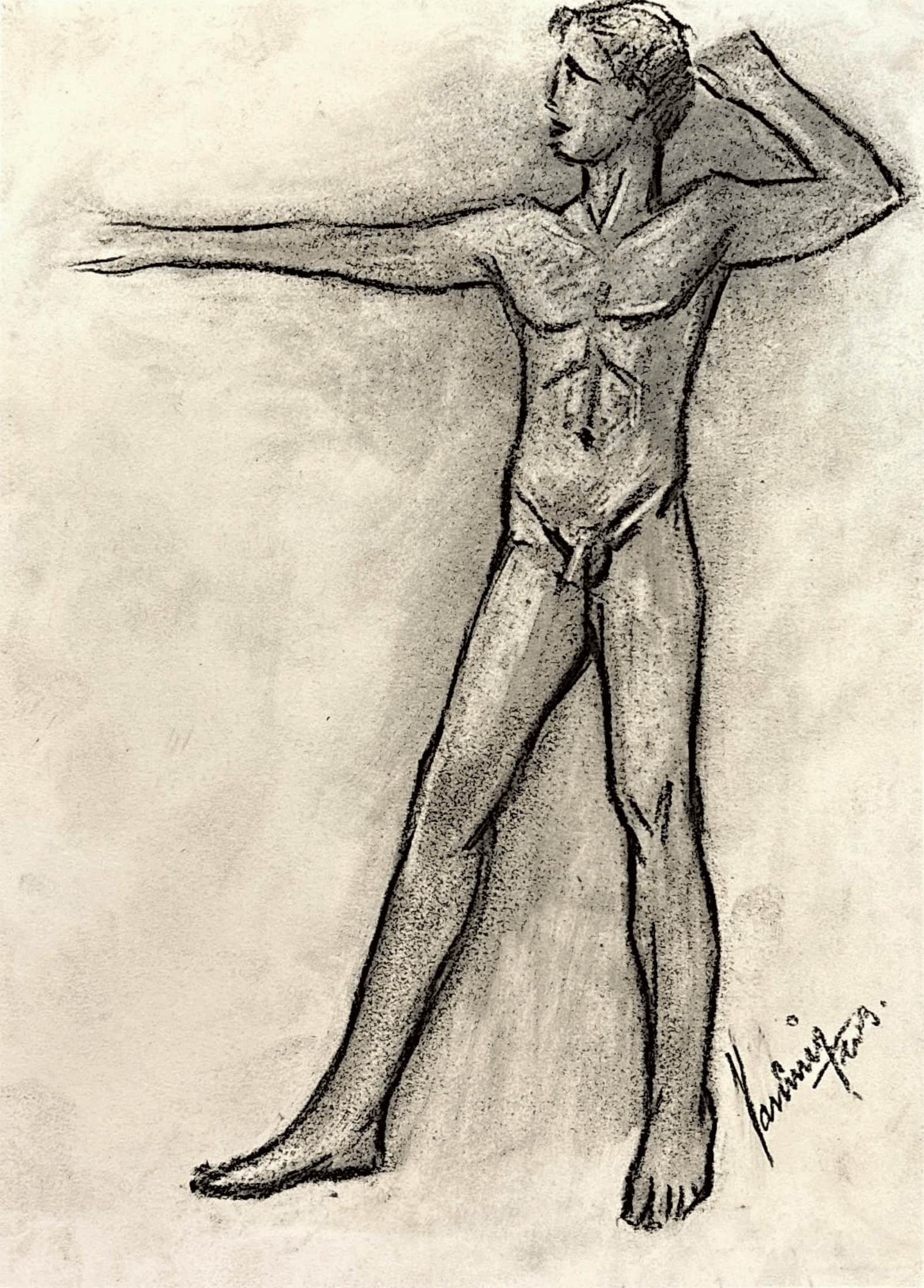 "Technical Warm-ups", charcoal on paper, 9 × 11.75 in., 2023