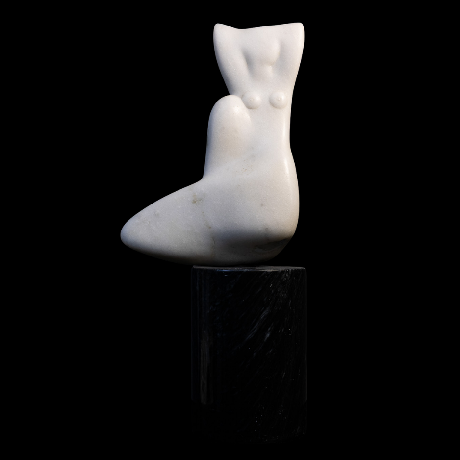 "Unencumbered", marble on granite base, 15 × 7 × 4 in., 1998
