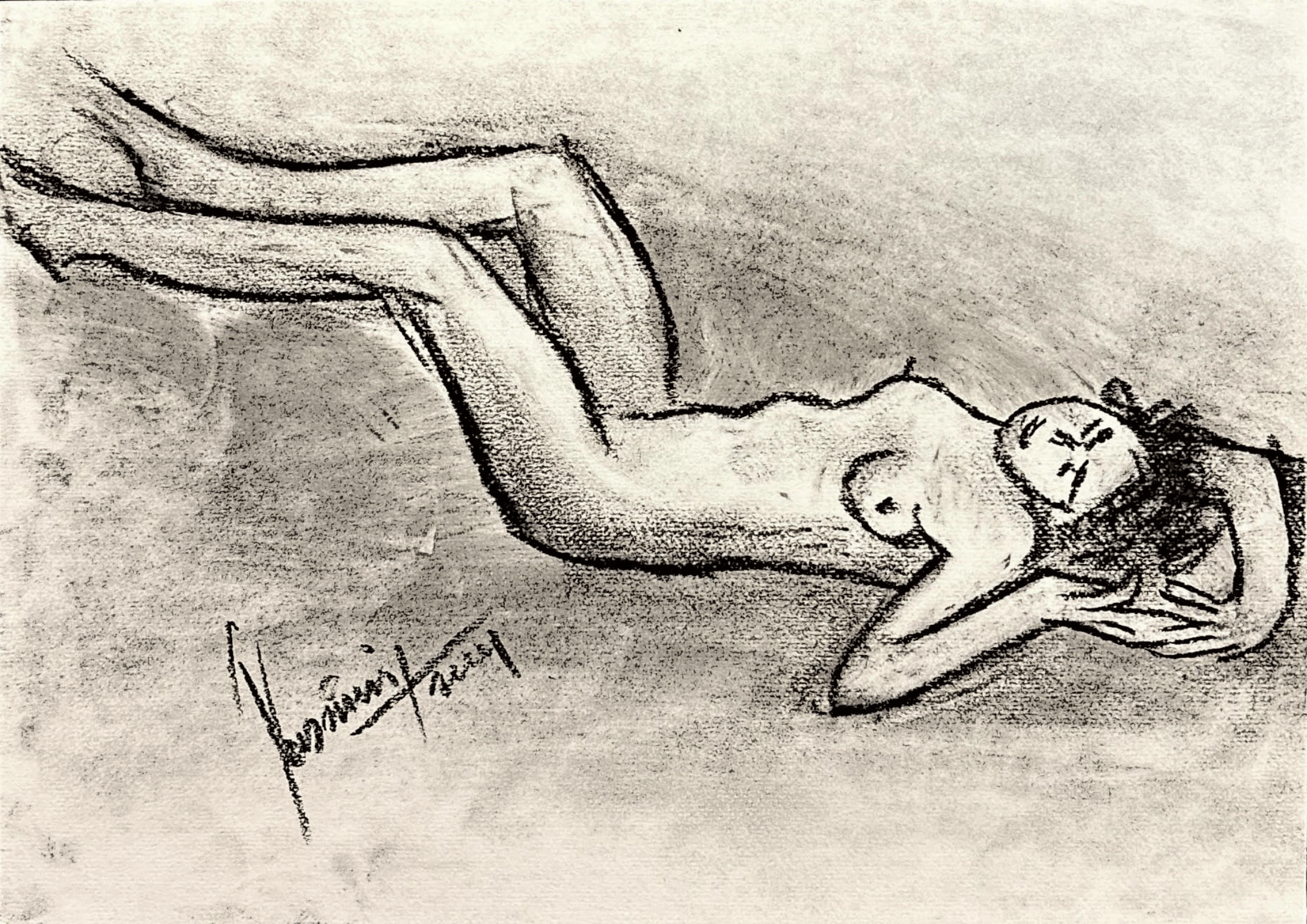 "Technical Warm-ups", charcoal on paper, 9 × 11.75 in., 2024