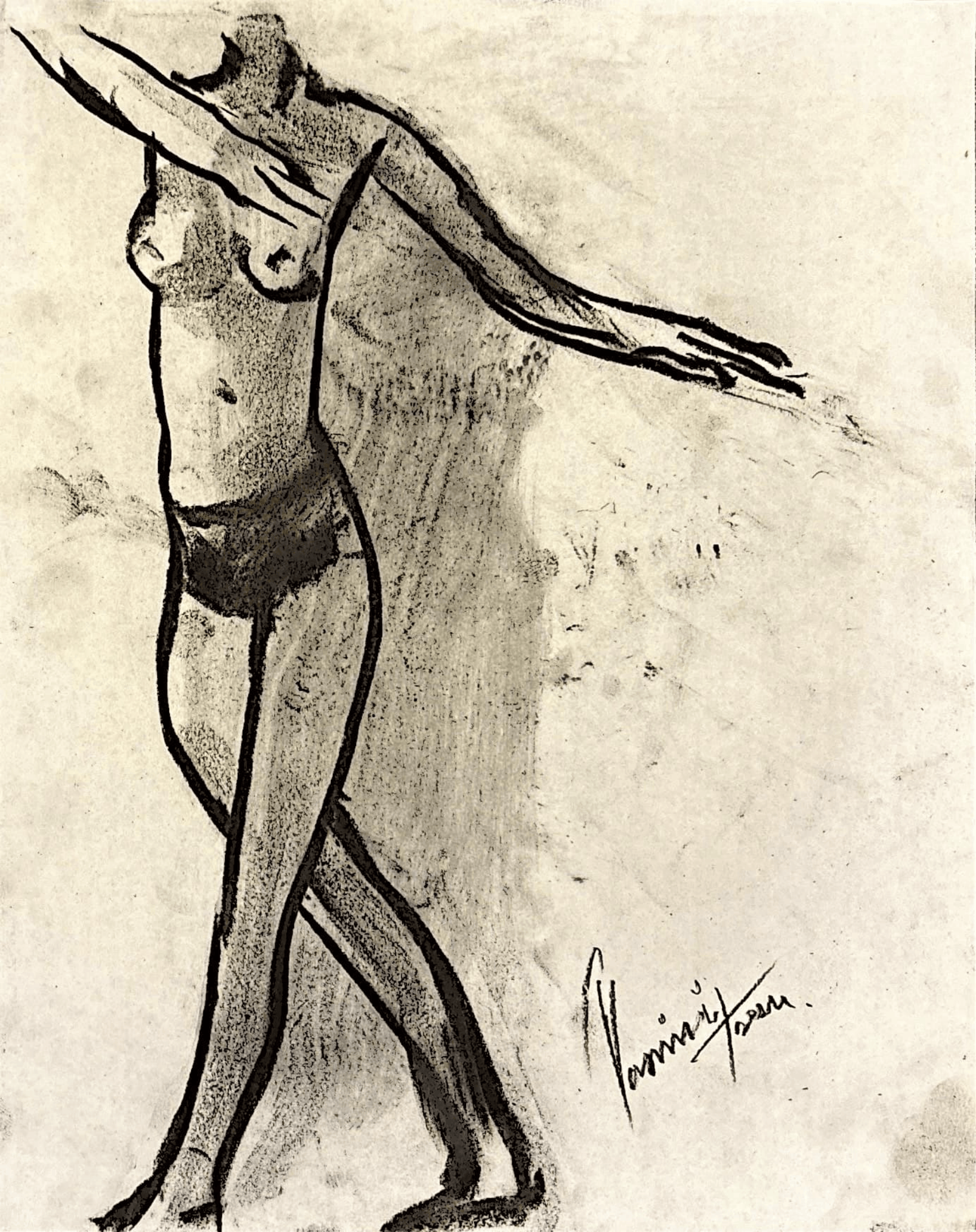 "Technical Warm-ups", charcoal on paper, 9 × 11.75 in., 2024