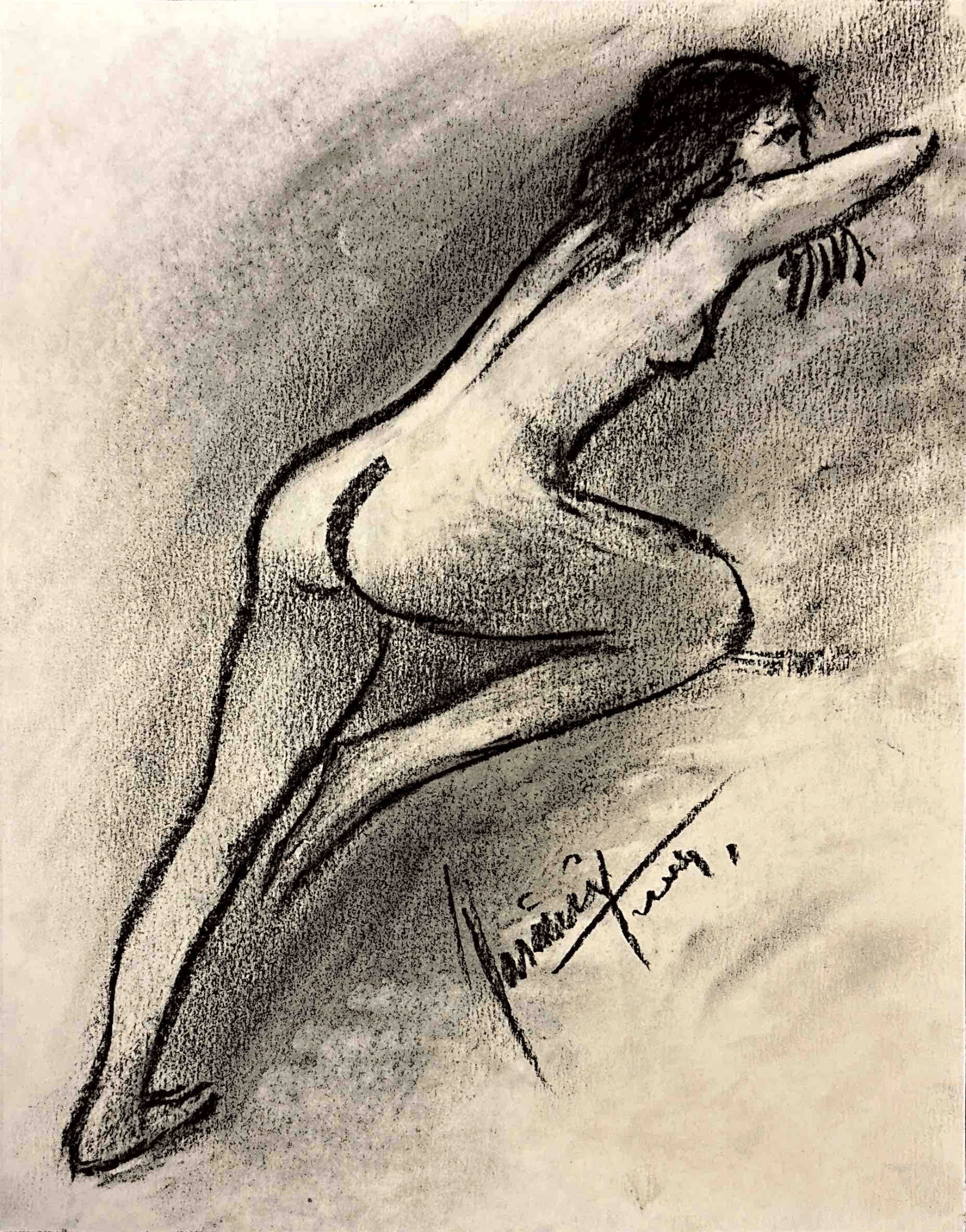 "Technical Warm-ups", charcoal on paper, 9 × 11.75 in., 2024
