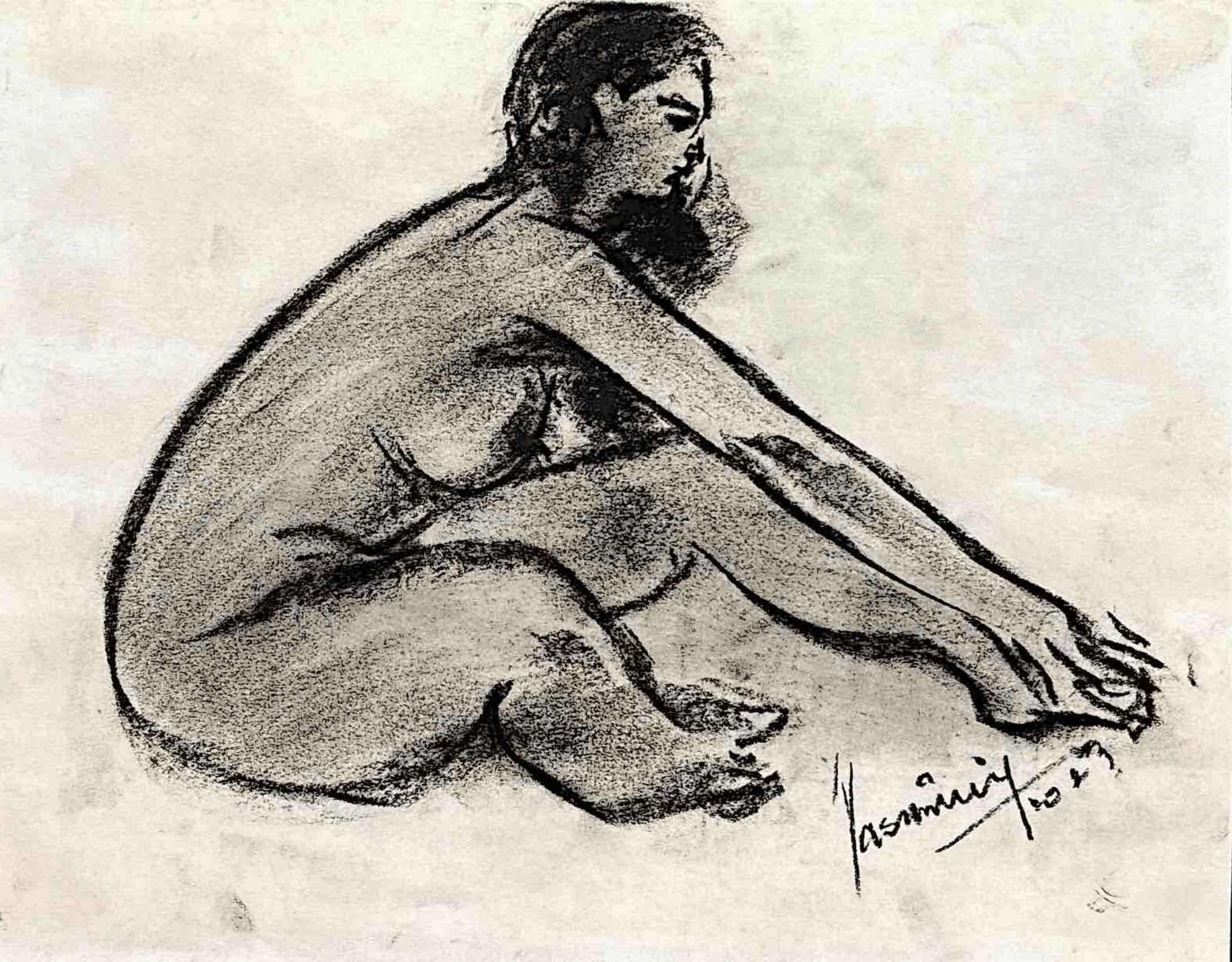 "Technical Warm-ups", charcoal on paper, 9 × 11.75 in., 2023