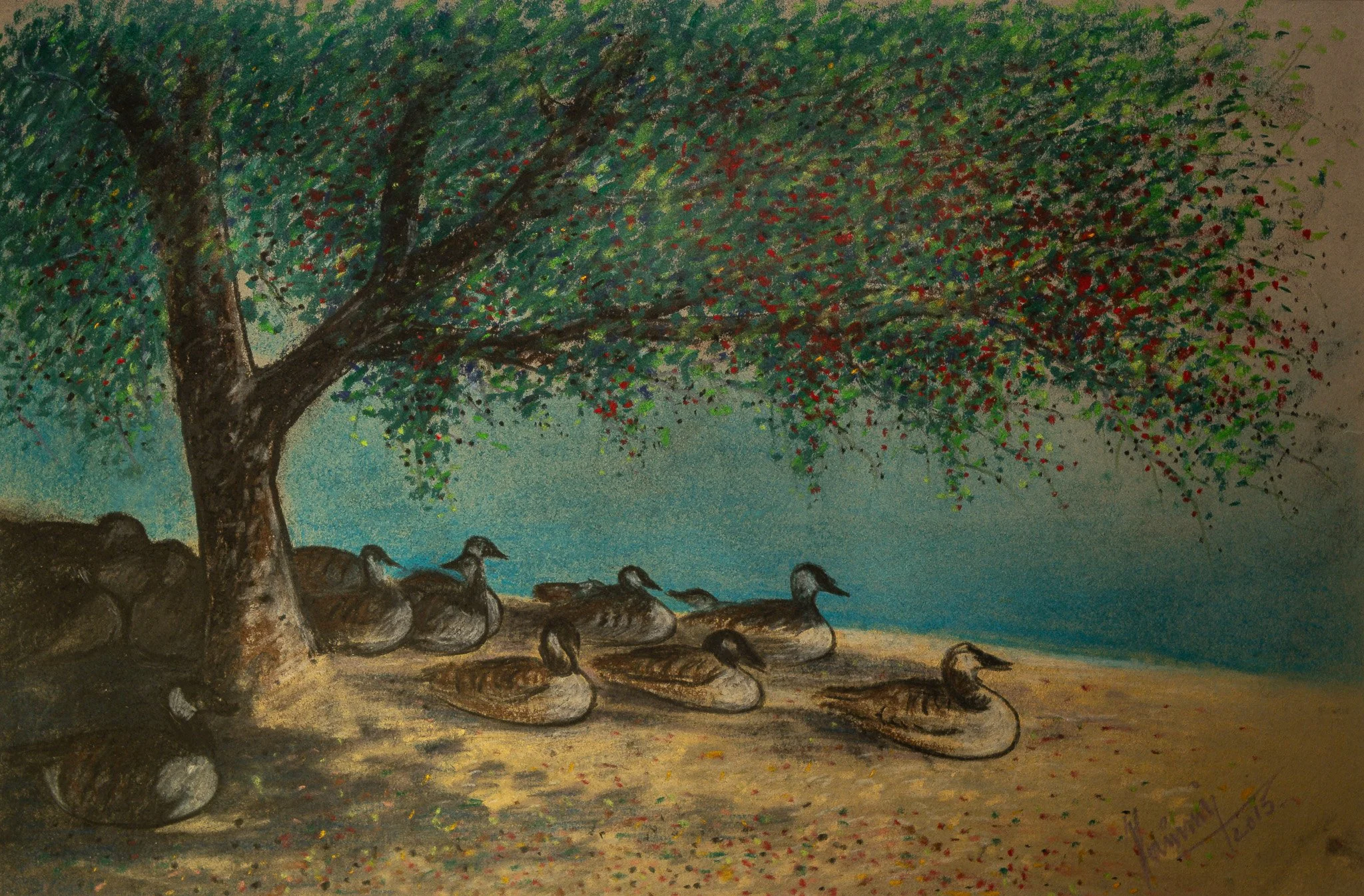 "Shady Bank", pastel on paper, 12 × 18 in., 2015