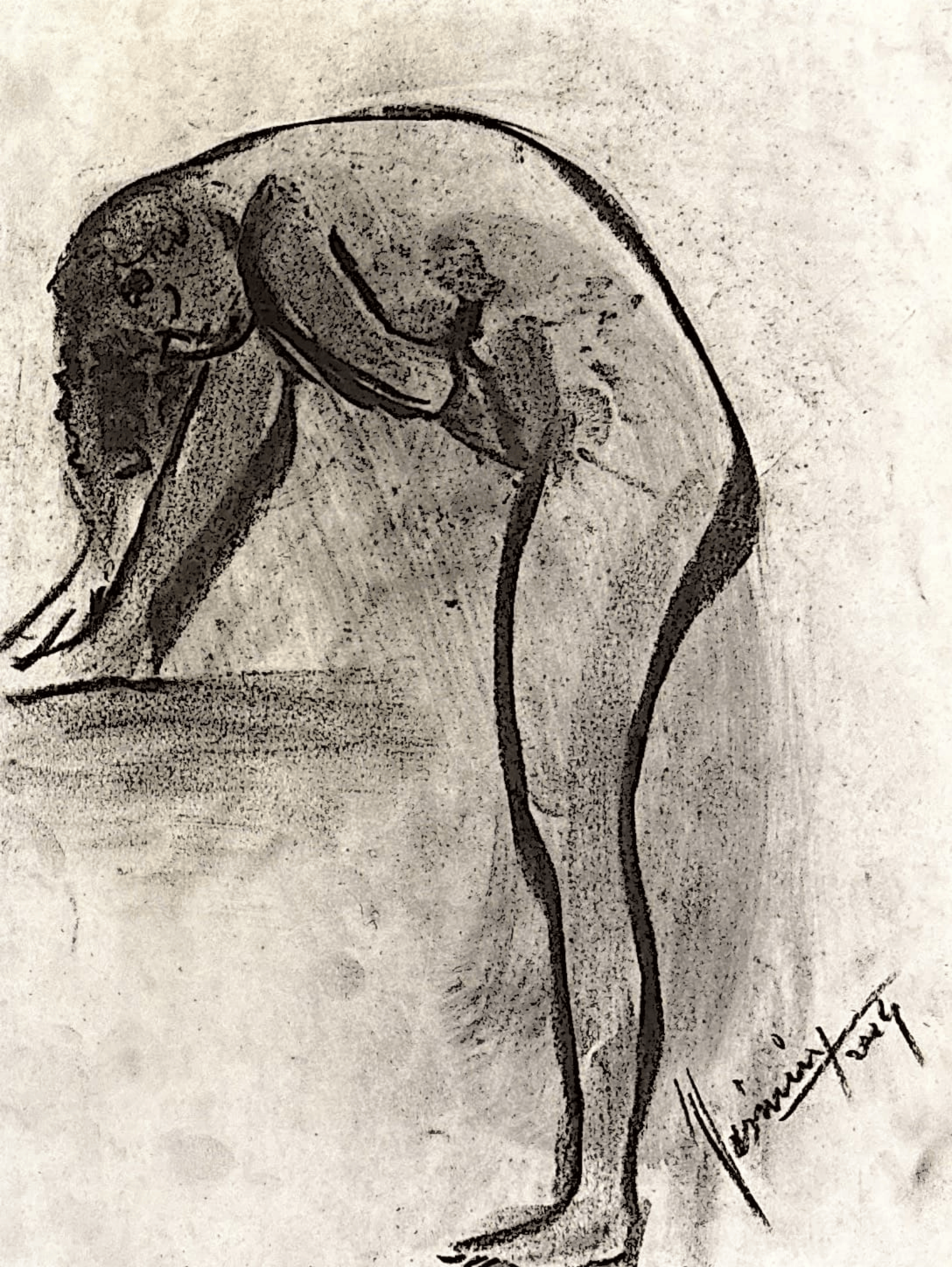 "Technical Warm-ups", charcoal on paper, 9 × 11.75 in., 2024