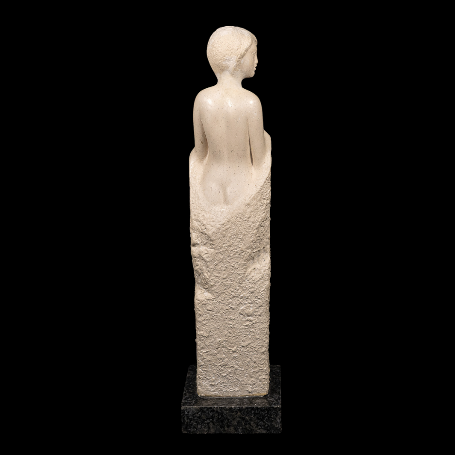 "From the Stone", ceramic on granite base, 15 × 4 × 4 in., 2022