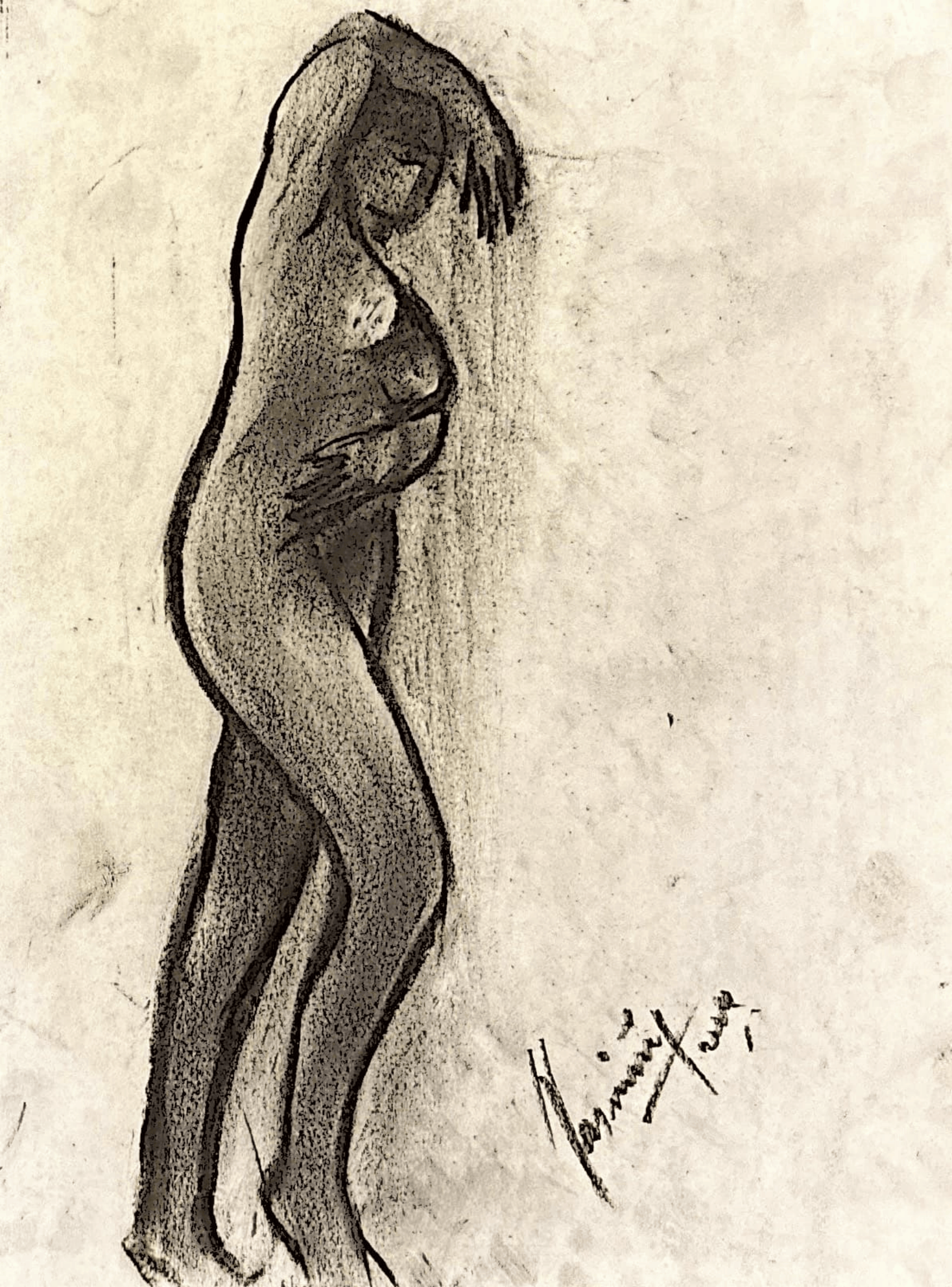 "Technical Warm-ups", charcoal on paper, 9 × 11.75 in., 2024