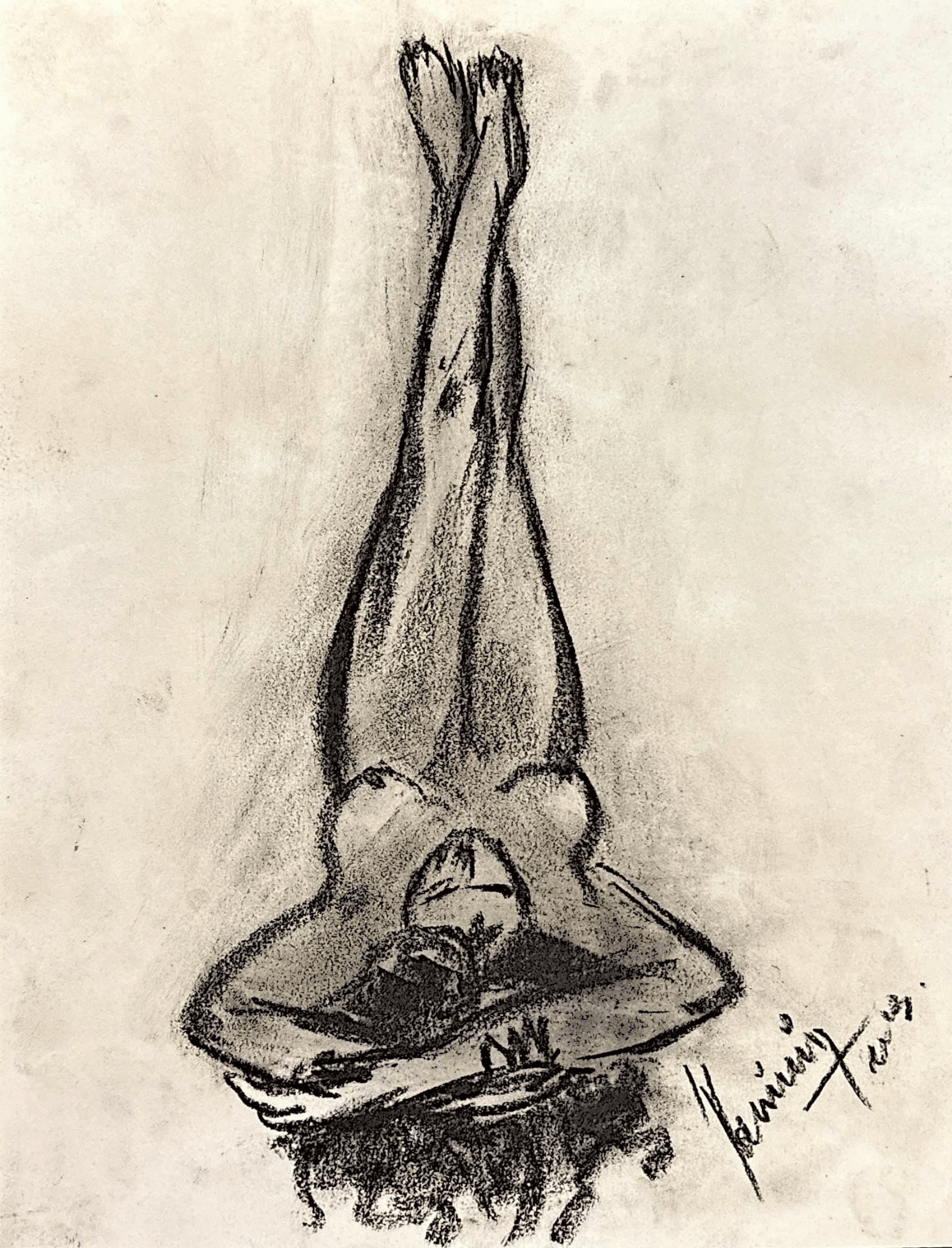 "Technical Warm-ups", charcoal on paper, 9 × 11.75 in., 2023