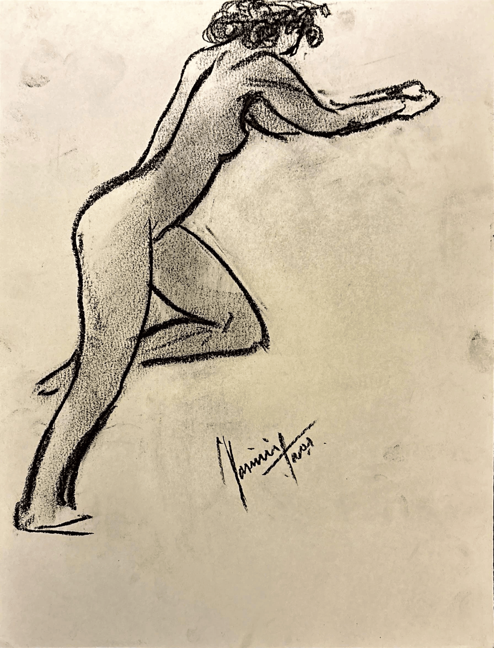 "Technical Warm-ups", charcoal on paper, 9 × 11.75 in., 2025