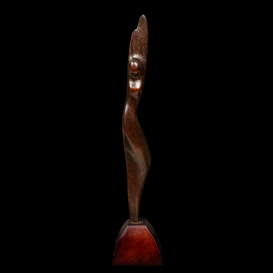 "Renewal", wood on wood base, 14 × 3 × 2 in., 2012