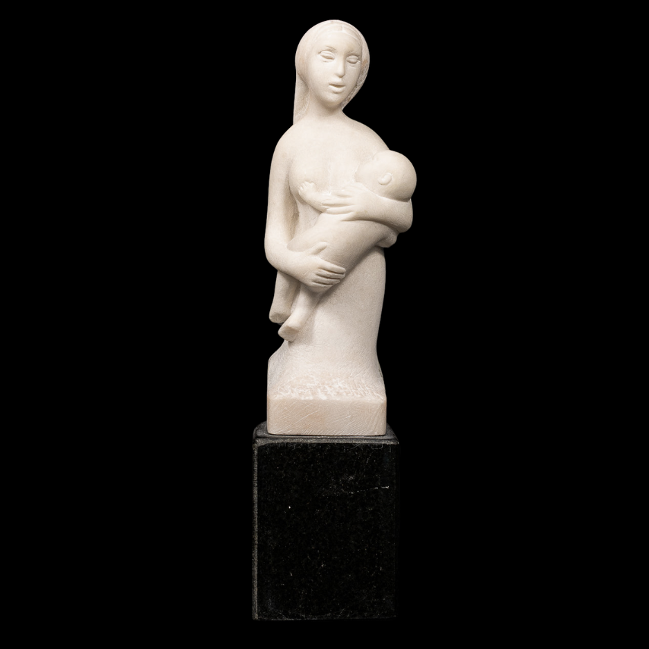 "Mater", alabaster on granite base, 11 × 3 × 3 in., 2023