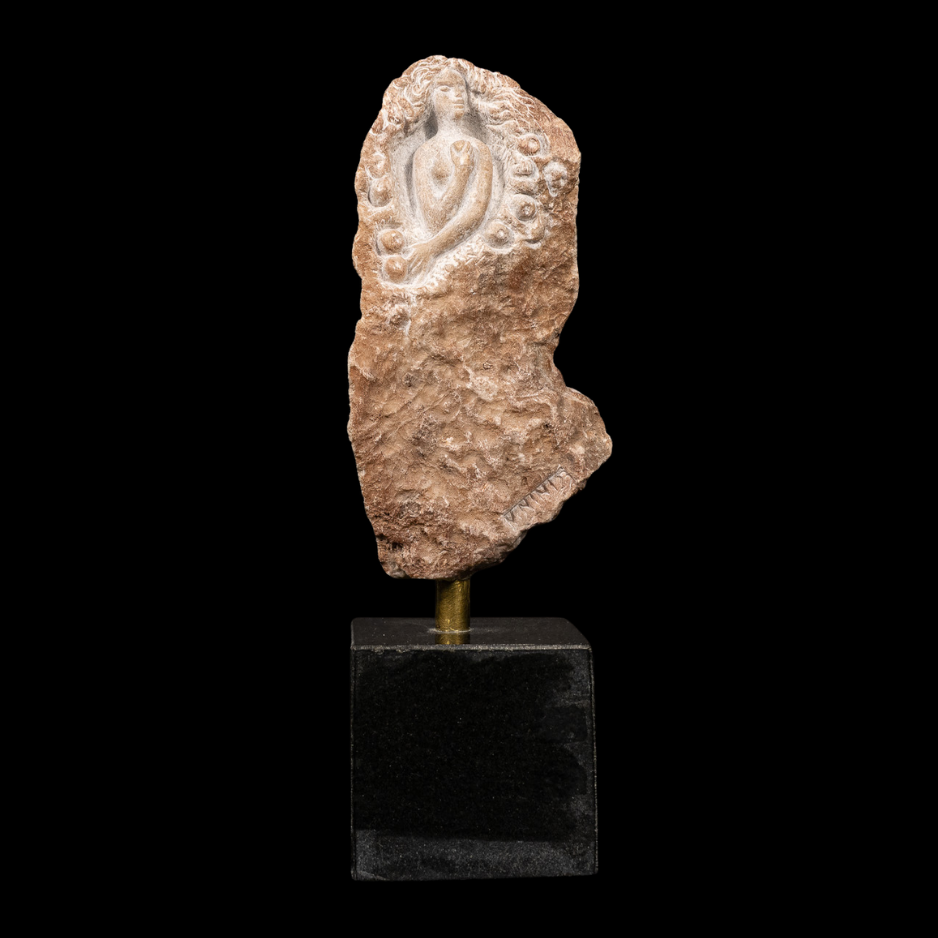 "Votive", natural stone on granite base, 12 × 4 × 3 in., 2023