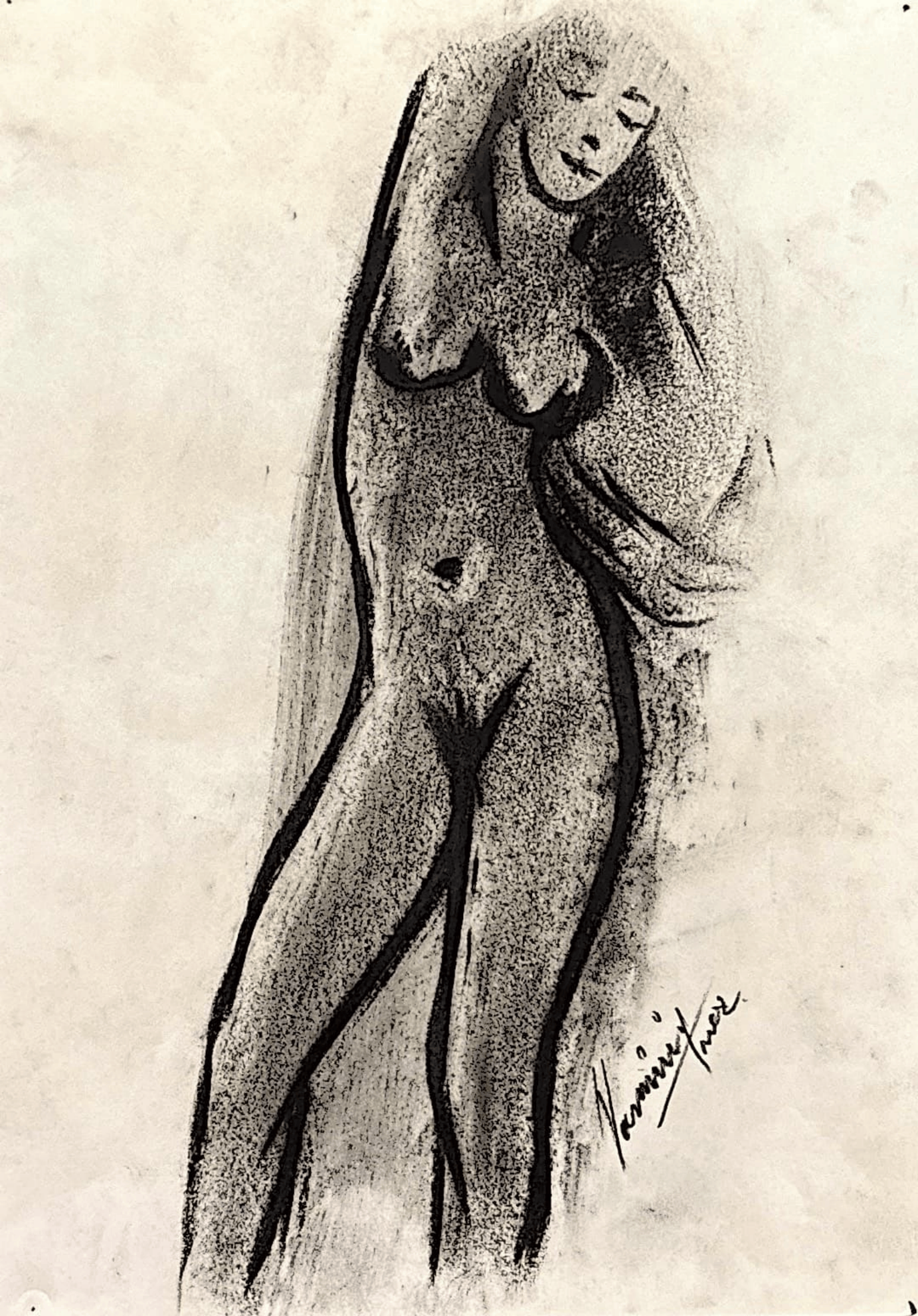 "Technical Warm-ups", charcoal on paper, 9 × 11.75 in., 2022