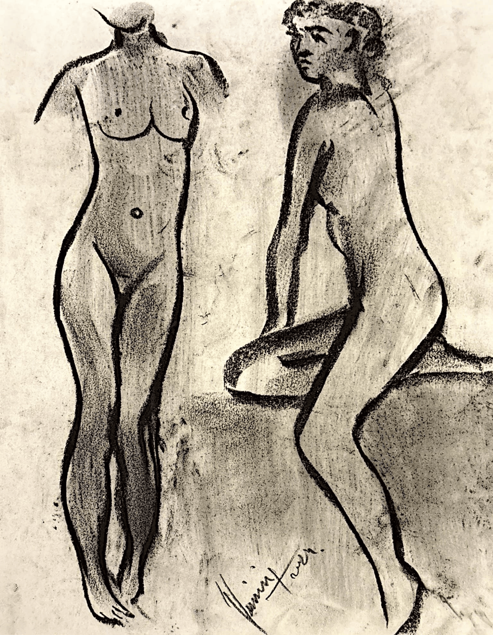 "Technical Warm-ups", charcoal on paper, 9 × 11.75 in., 2024