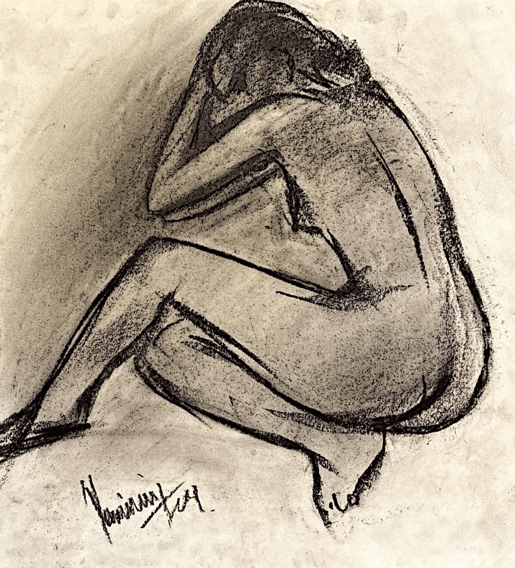 "Technical Warm-ups", charcoal on paper, 9.75 × 11 in., 2024