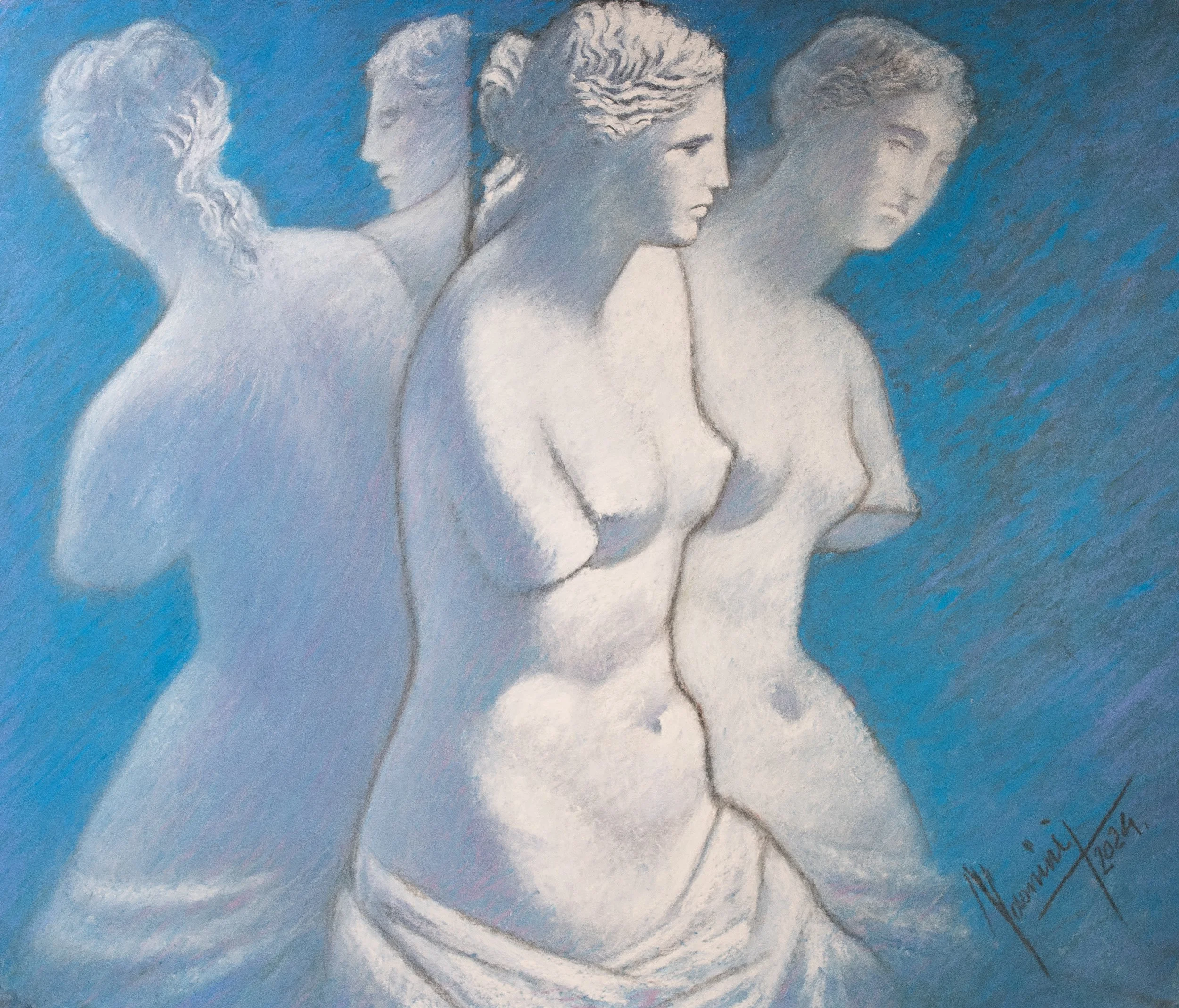"Live Figure Studies", pastel on paper, 14 × 17 in., 2024