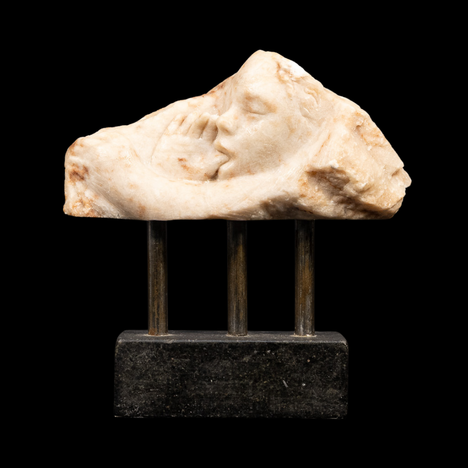 "The First Comfort", marble on granite base, 6 × 2 × 2 in., 2003
