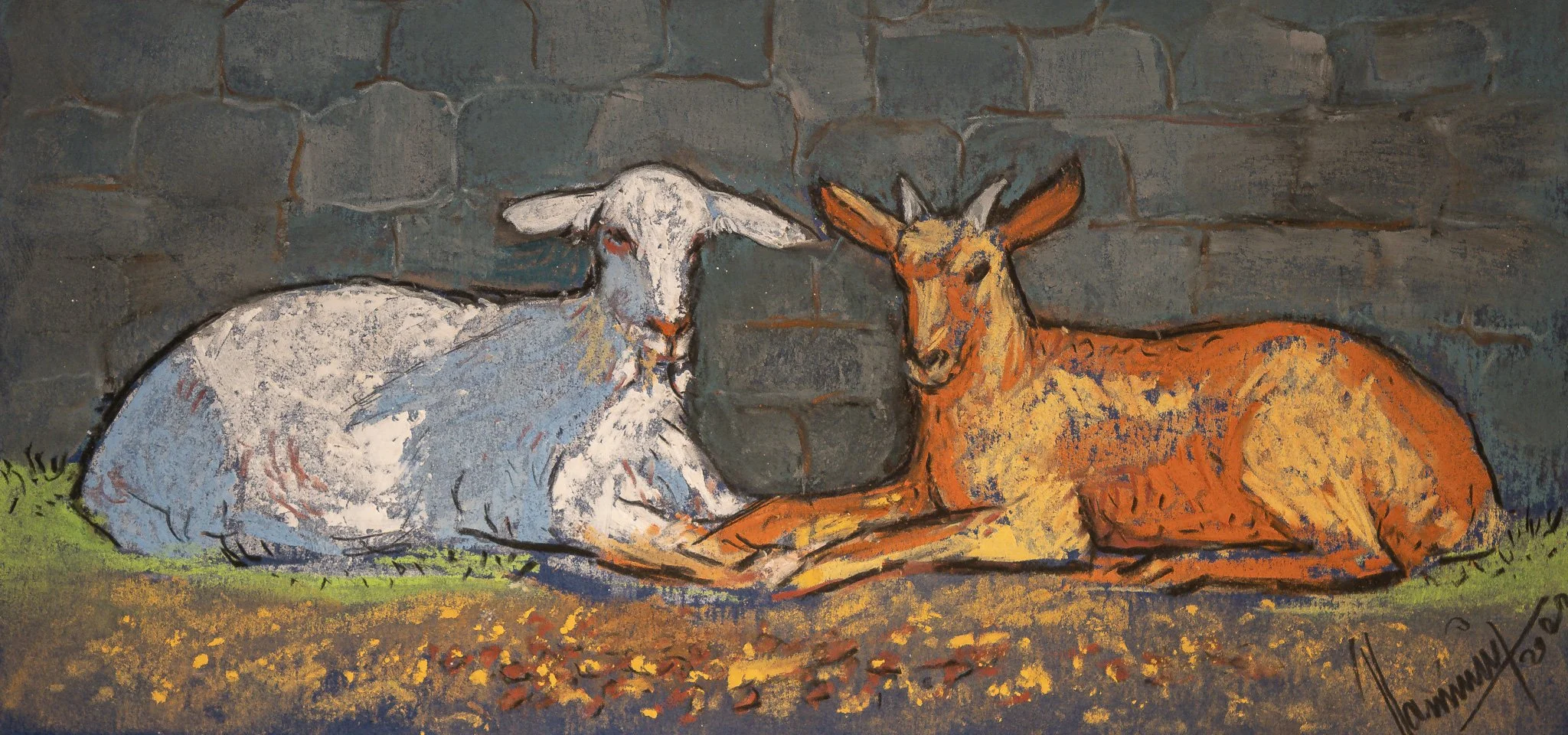 "Farmyard", pastel on paper, 6 × 12 in., 2022