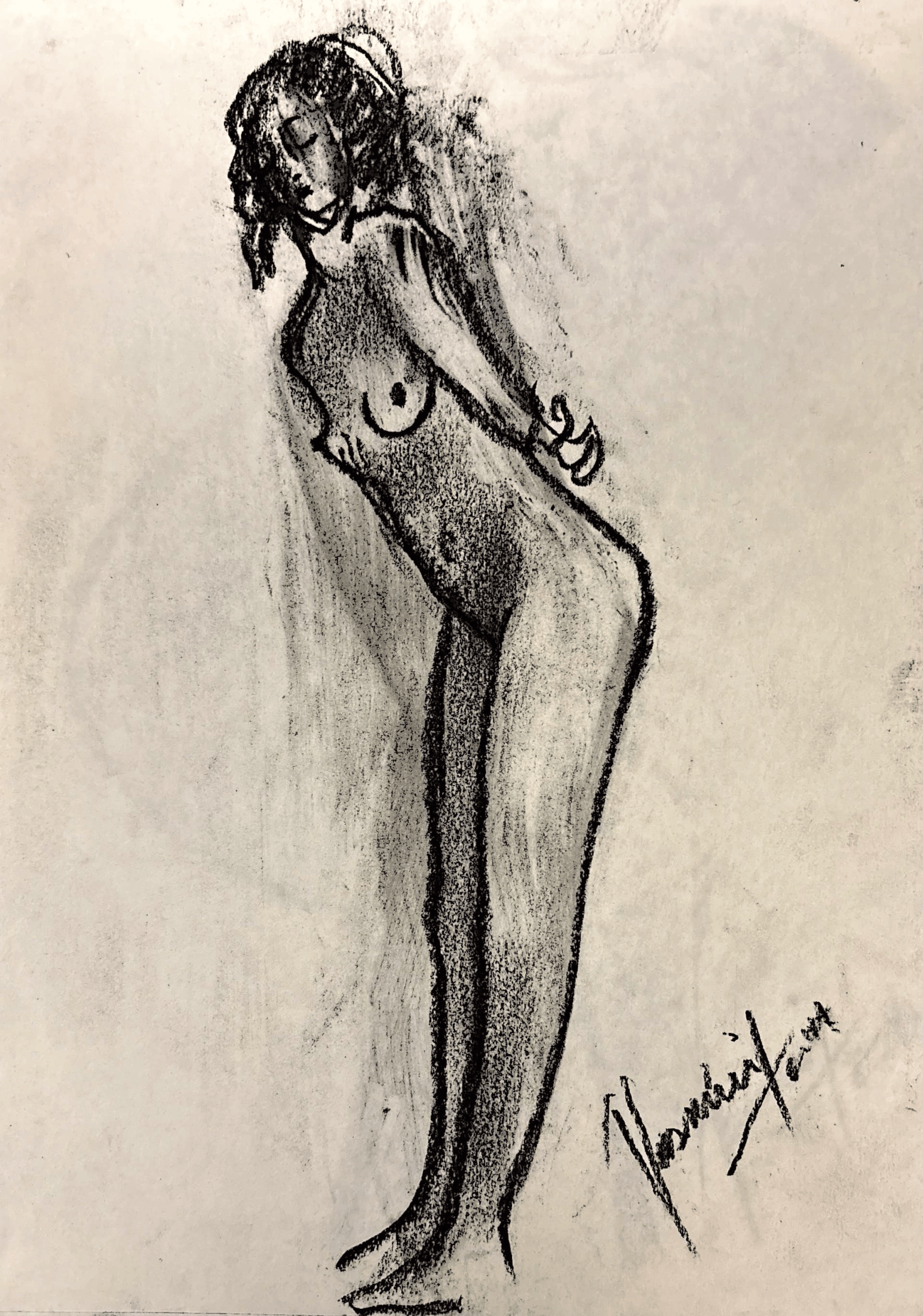 "Technical Warm-ups", charcoal on paper, 9 × 11.75 in., 2024