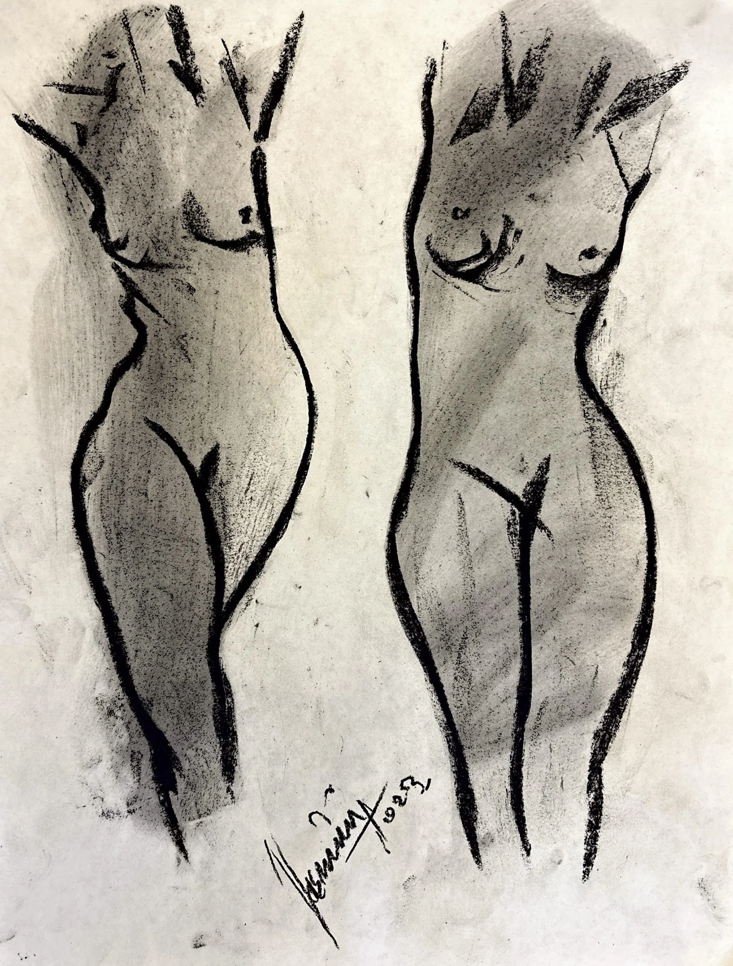 "Technical Warm-ups", charcoal on paper, 11 × 14 in., 2023